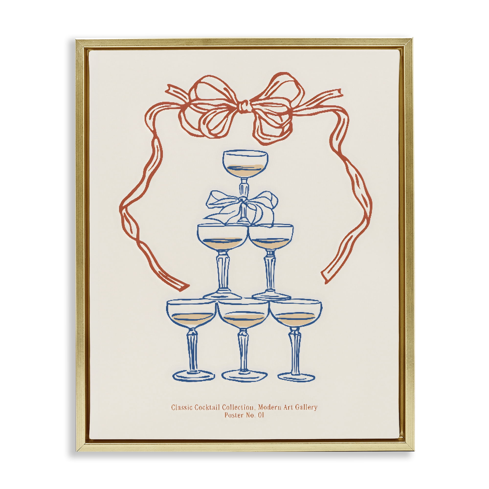 Stupell Industries Classic Cocktail Tower Gold Framed Floater Canvas Wall Art, design by The Prints Vibe