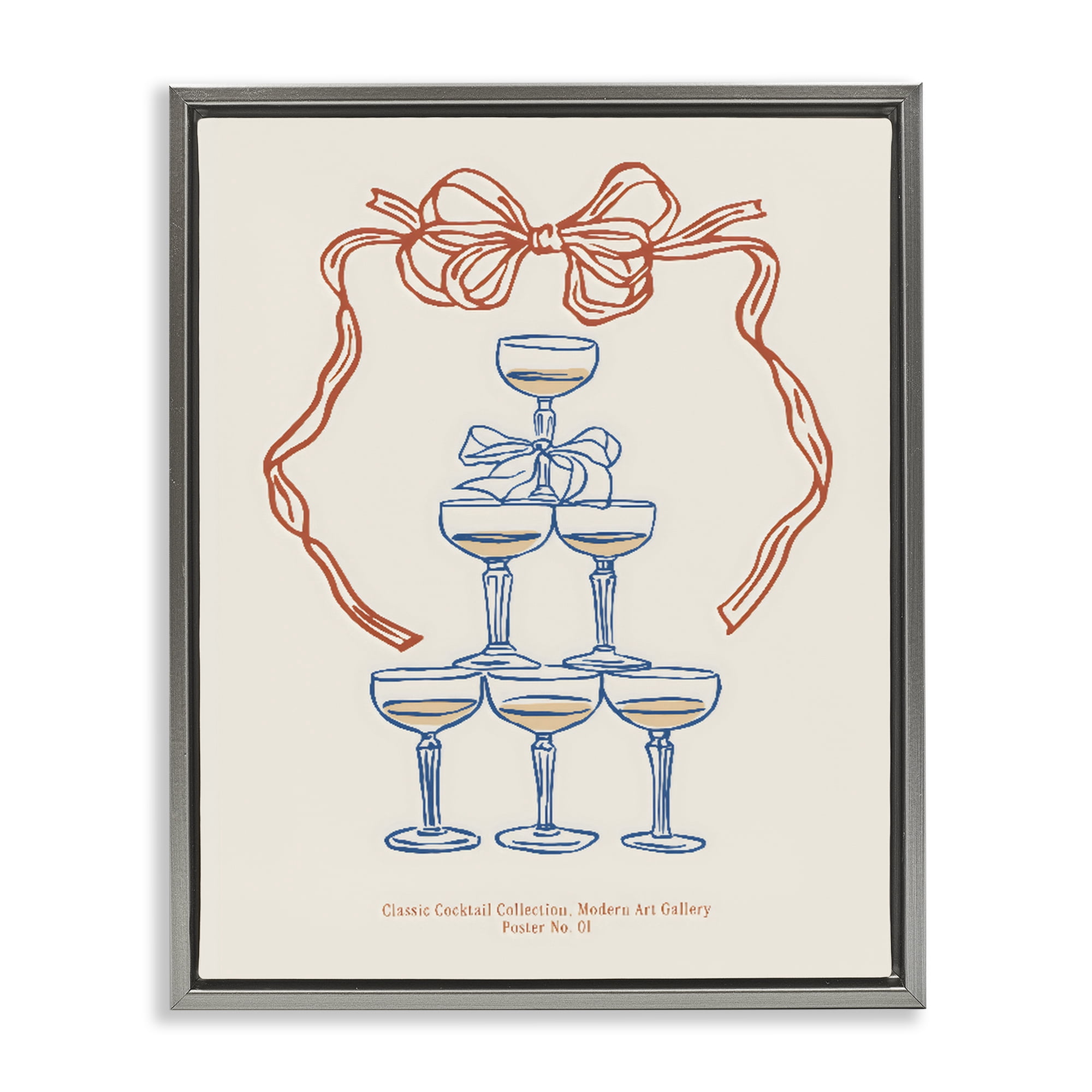 Stupell Industries Classic Cocktail Tower Gray Framed Floater Canvas Wall Art, design by The Prints Vibe