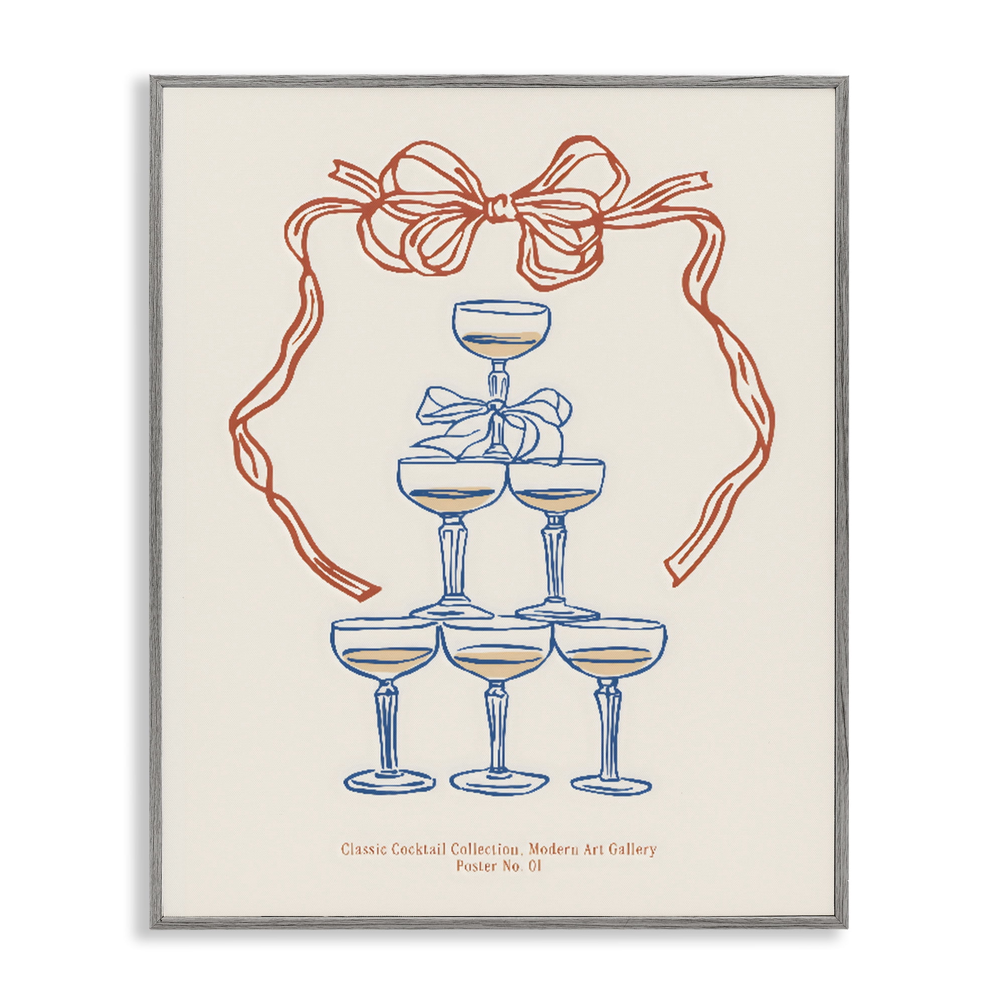 Stupell Industries Classic Cocktail Tower Gray Framed Giclee Art, design by The Prints Vibe