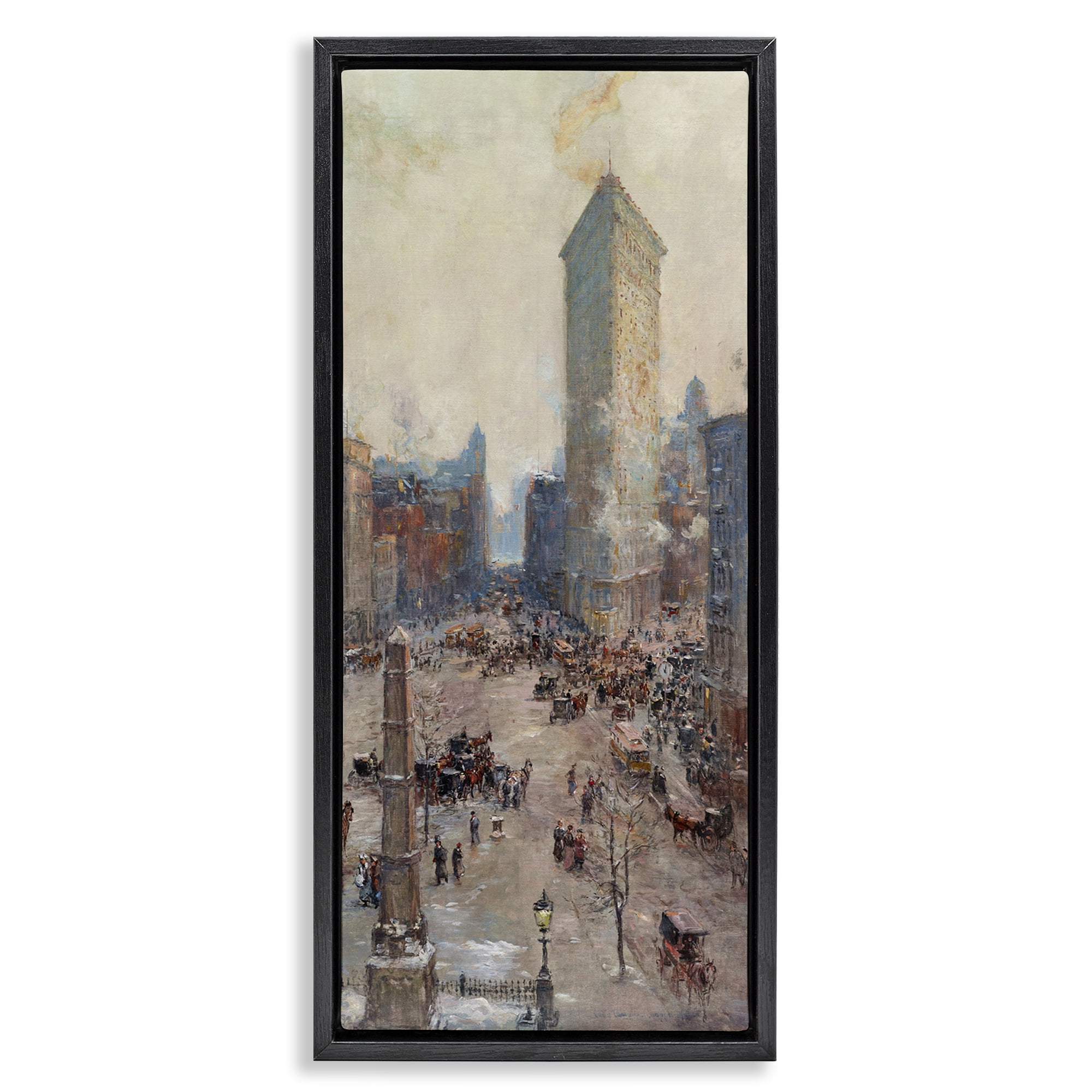 Stupell Industries Classic Cooper Cityscape Scenic & Cityscapes Painting Black Floater Framed Canvas Art Print Wall Art, 14 x 31