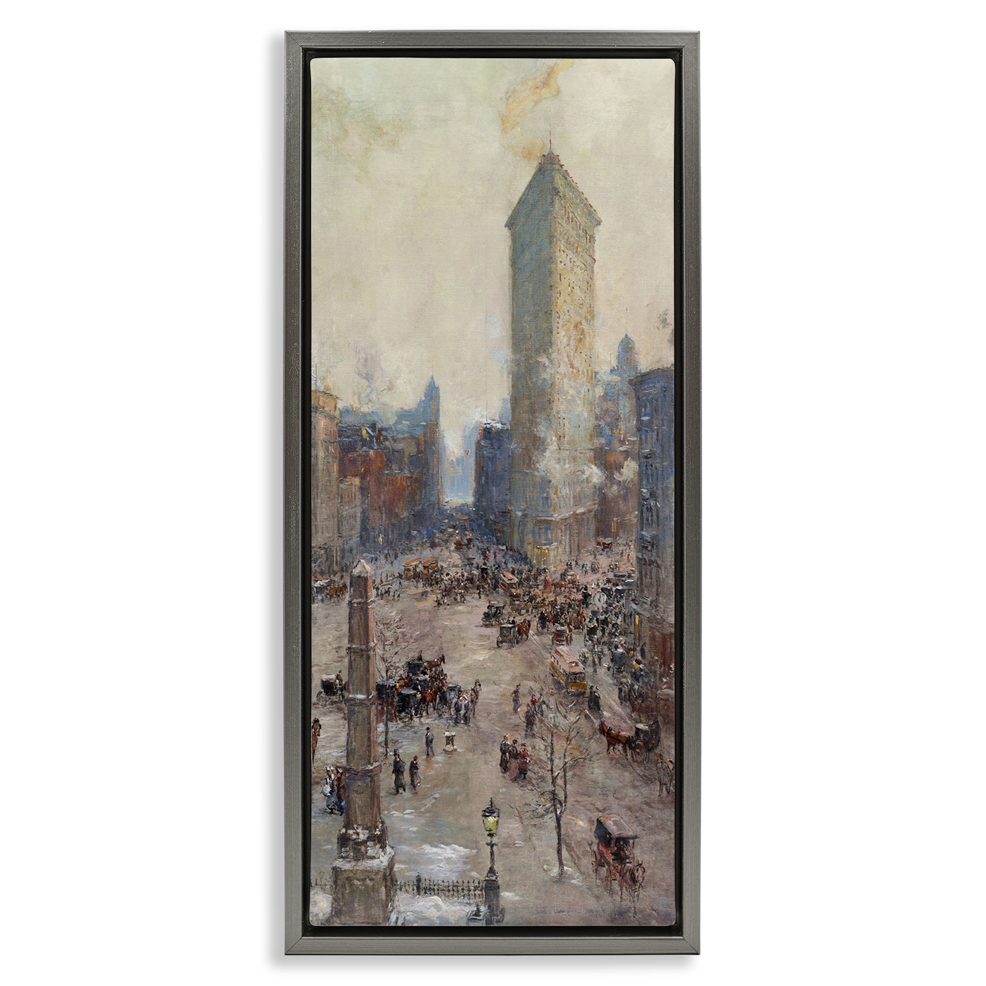 Stupell Industries Classic Cooper Cityscape Scenic & Cityscapes Painting Gray Floater Framed Canvas Art Print Wall Art, 14 x 31