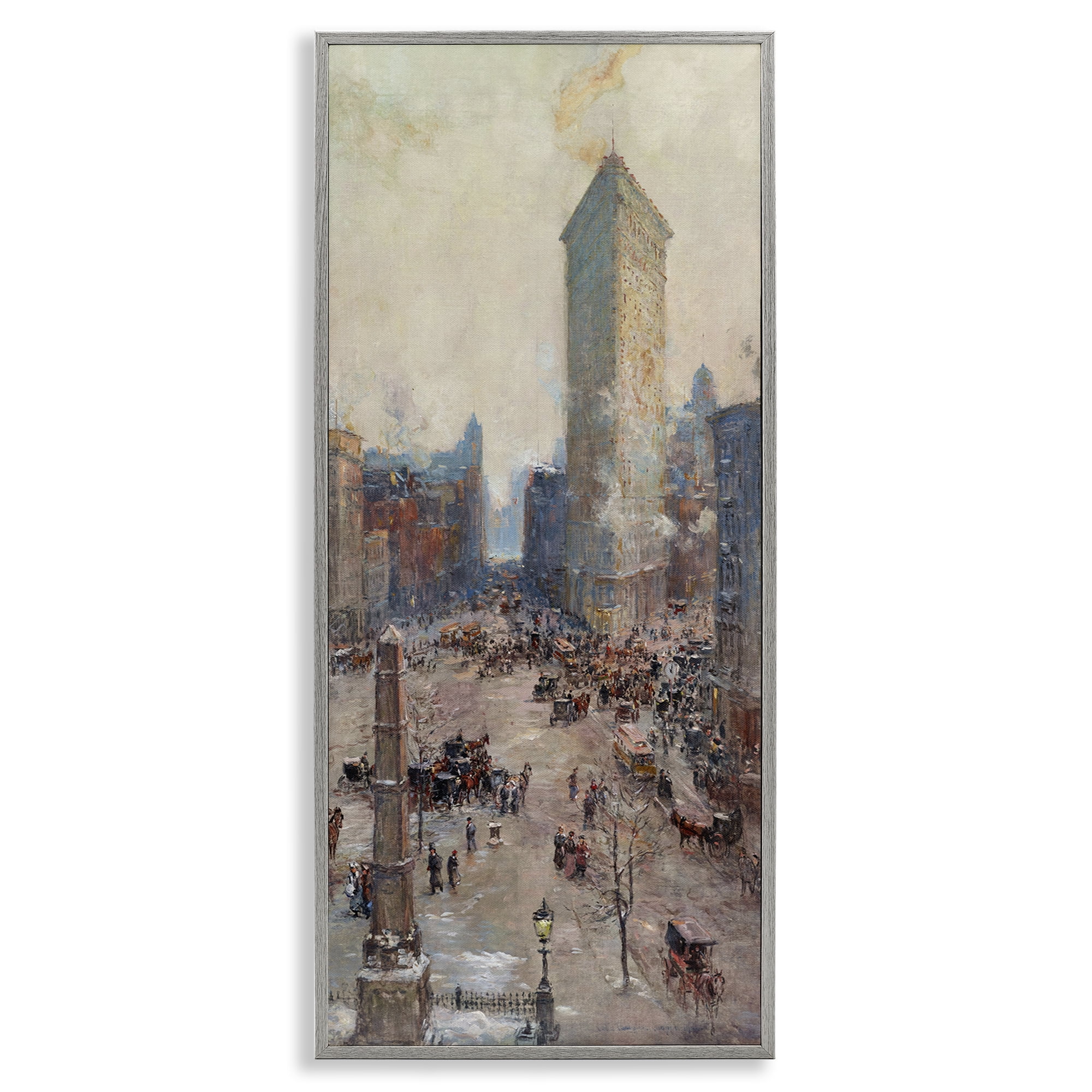 Stupell Industries Classic Cooper Cityscape Scenic & Cityscapes Painting Gray Framed Art Print Wall Art, 10 x 24