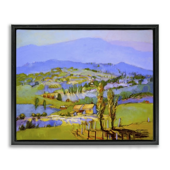 Stupell Industries Classic Countryside Mountains Landscape & Nature Painting Black Floater Framed Canvas Art Print Wall Art, 21 x 17