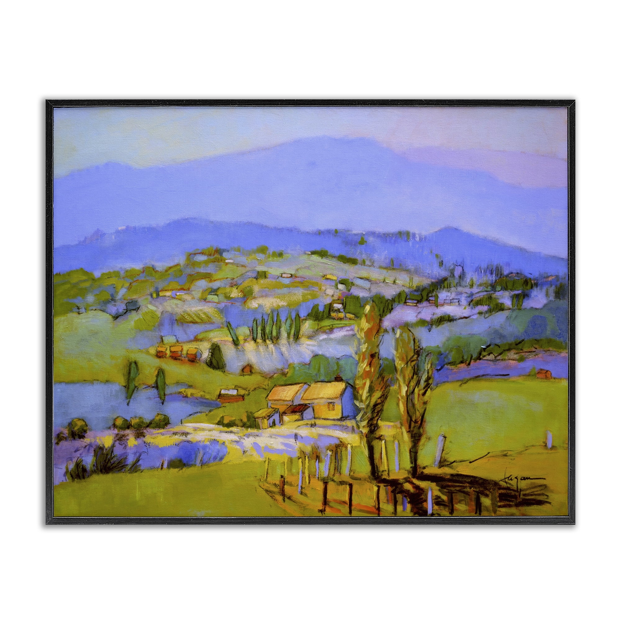 Stupell Industries Classic Countryside Mountains Landscape & Nature Painting Black Framed Art Print Wall Art, 20 x 16