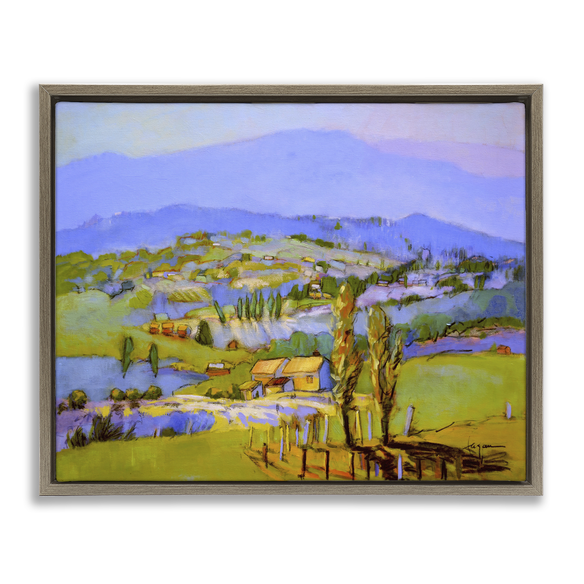 Stupell Industries Classic Countryside Mountains Landscape & Nature Painting Brown Floater Framed Canvas Art Print Wall Art, 31 x 25