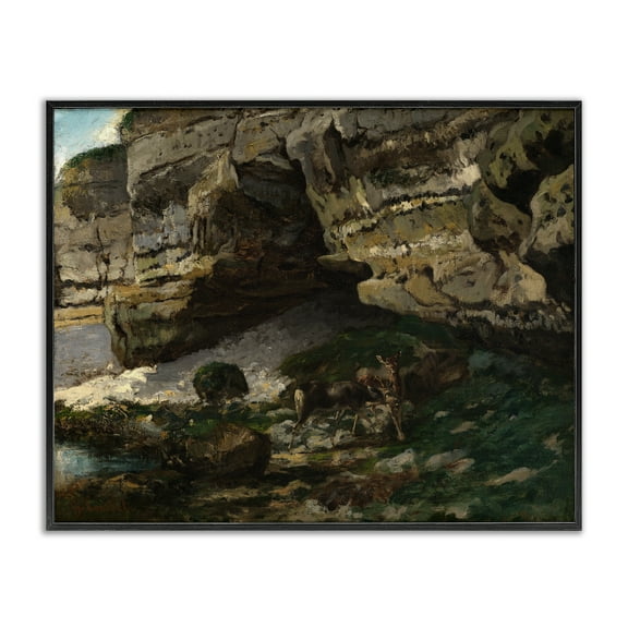 Stupell Industries Classic Courbet Cliff Landscape Landscape & Nature Painting Black Framed Art Print Wall Art, 14 x 11