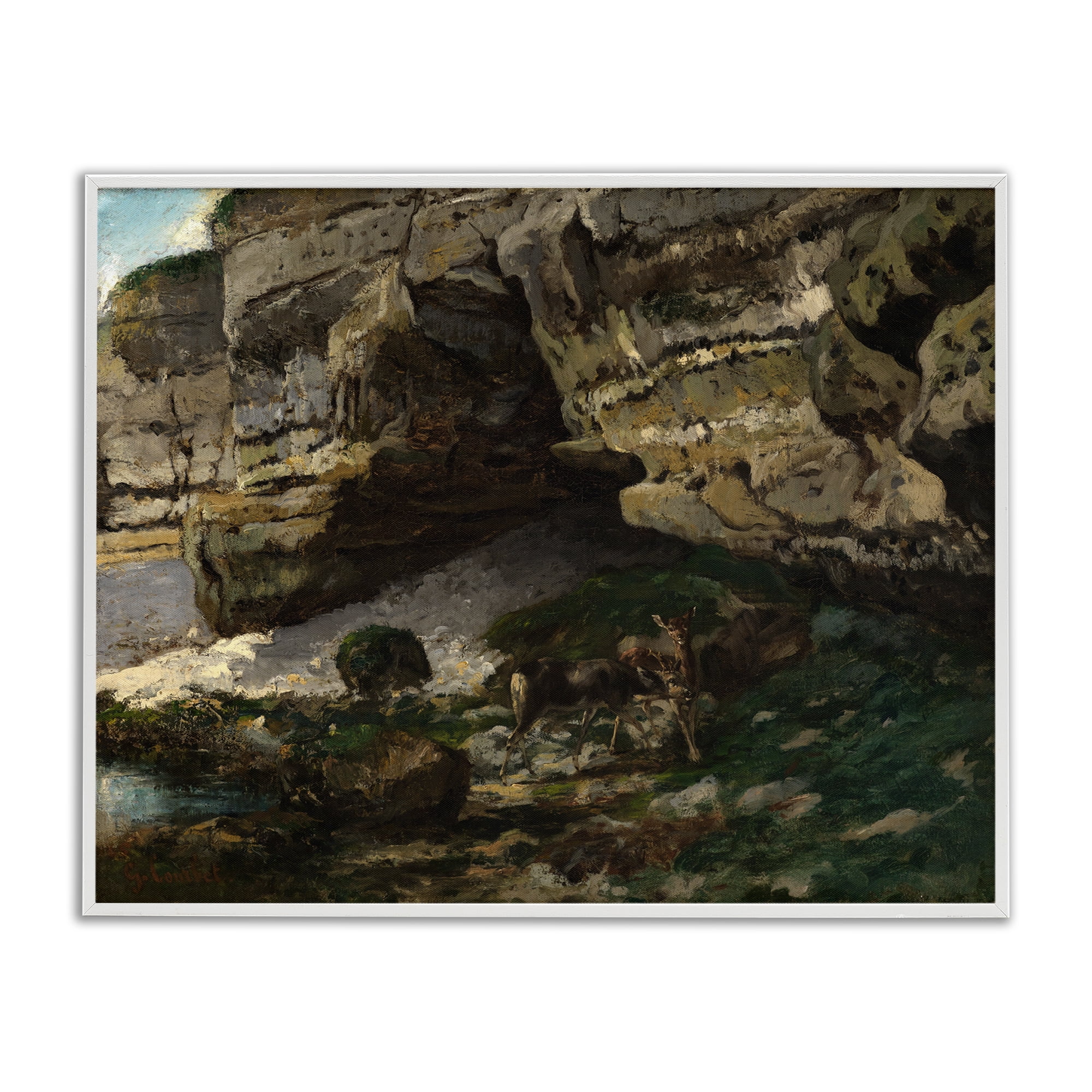 Stupell Industries Classic Courbet Cliff Landscape Landscape & Nature Painting White Framed Art Print Wall Art, 20 x 16