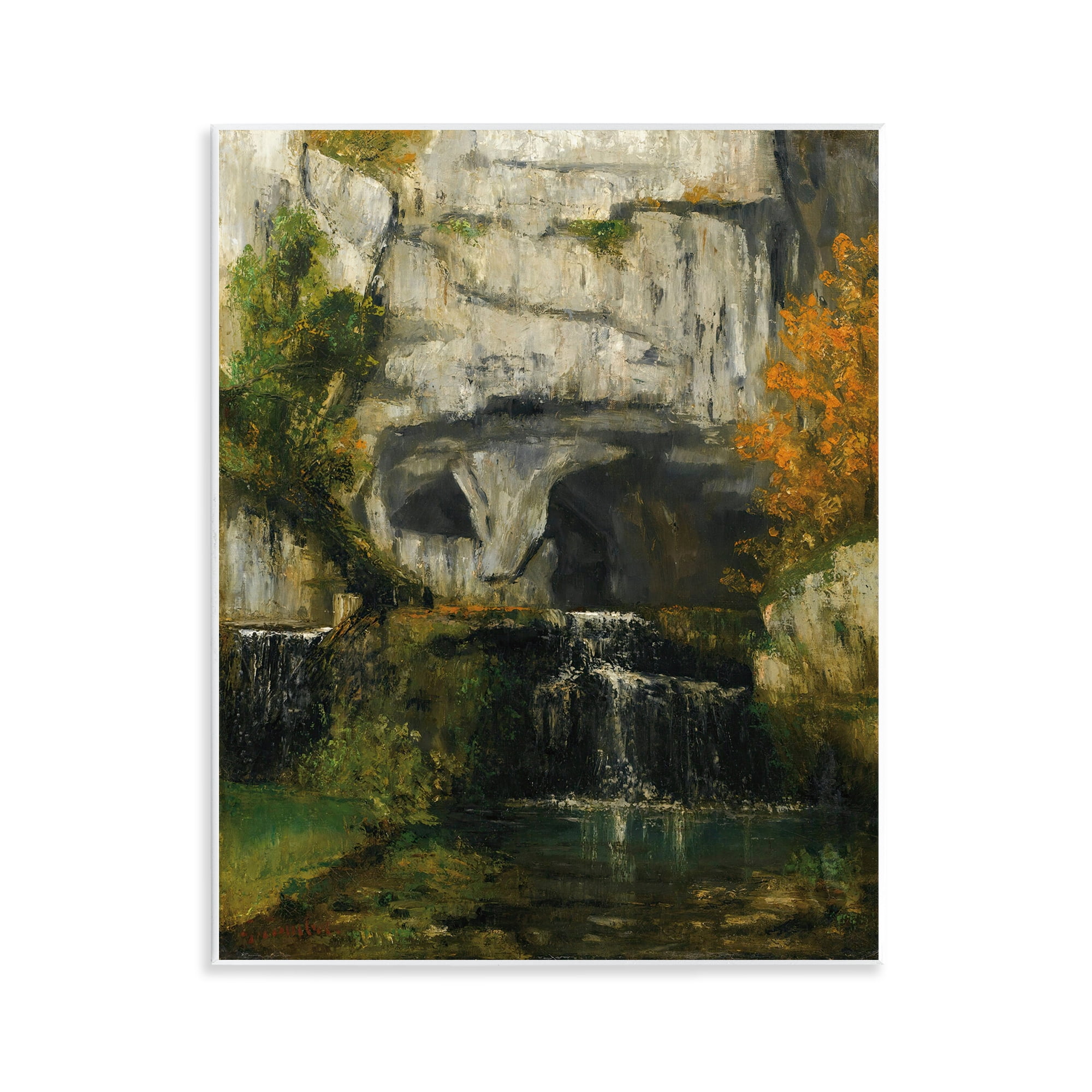Stupell Industries Classic Courbet Waterfall Landscape & Nature Painting Unframed Art Print Wall Art, 11 x 14