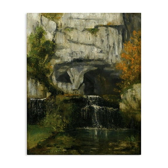 Stupell Industries Classic Courbet Waterfall Landscape & Nature Painting Wrapped Canvas Art Print Wall Art, 16 x 20