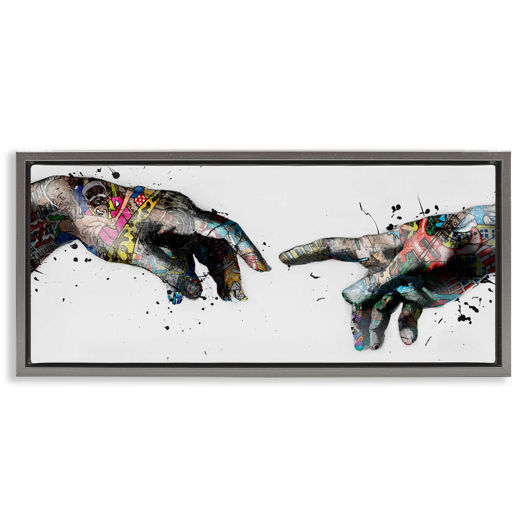 Stupell Industries Classic Creation with Urban Tattoos People Painting Gray Floater Framed Canvas Art Print Wall Art, 25 x 11