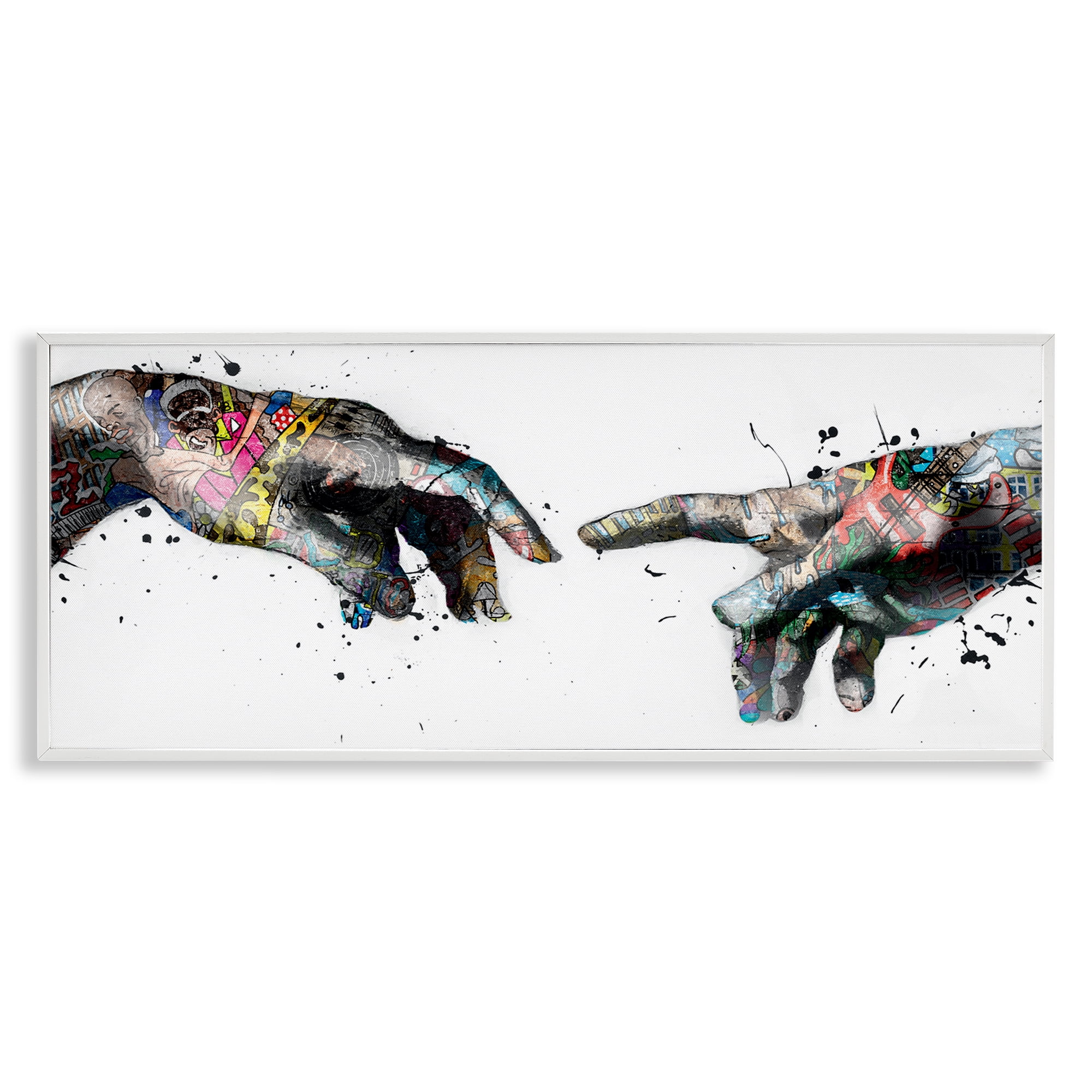 Stupell Industries Classic Creation with Urban Tattoos People Painting White Framed Art Print Wall Art, 30 x 13
