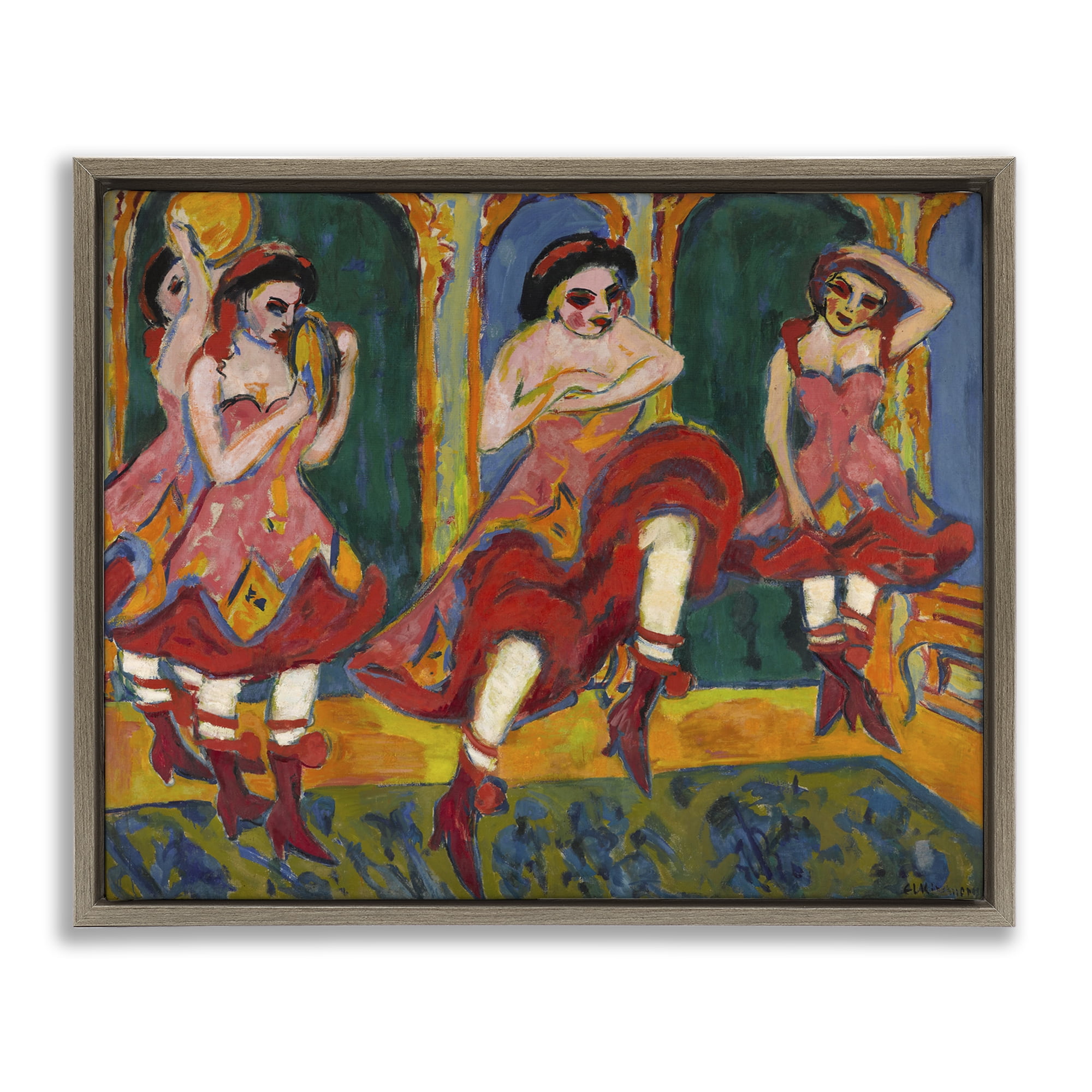 Stupell Industries Classic Czardas Dancers People Painting Brown Floater Framed Canvas Art Print Wall Art, 21 x 17