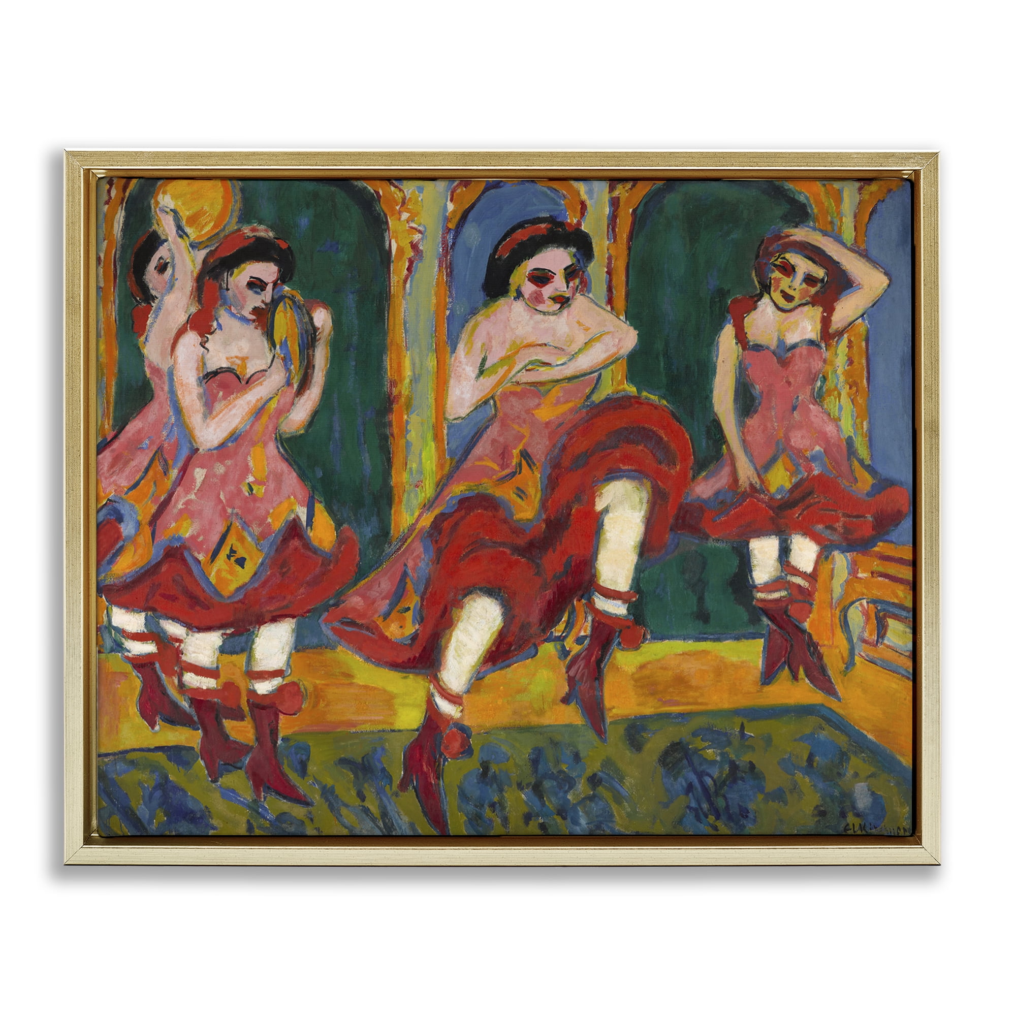 Stupell Industries Classic Czardas Dancers People Painting Gold Floater Framed Canvas Art Print Wall Art, 31 x 25