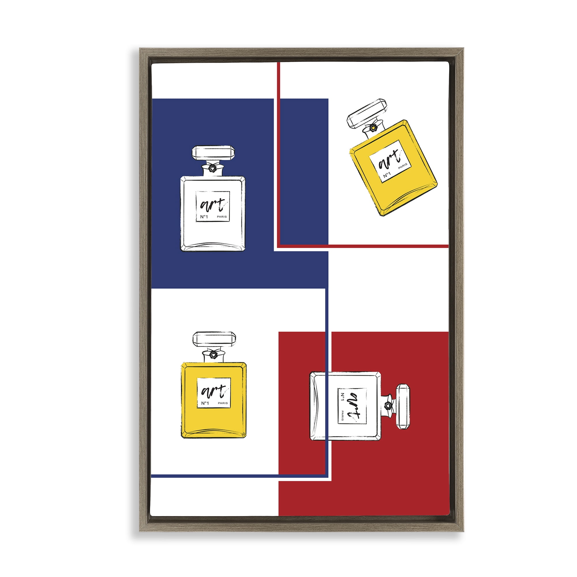 Stupell Industries Classic Design with Perfumes Beauty & Fashion Painting Brown Floater Framed Art Print Wall Art, 21 x 31