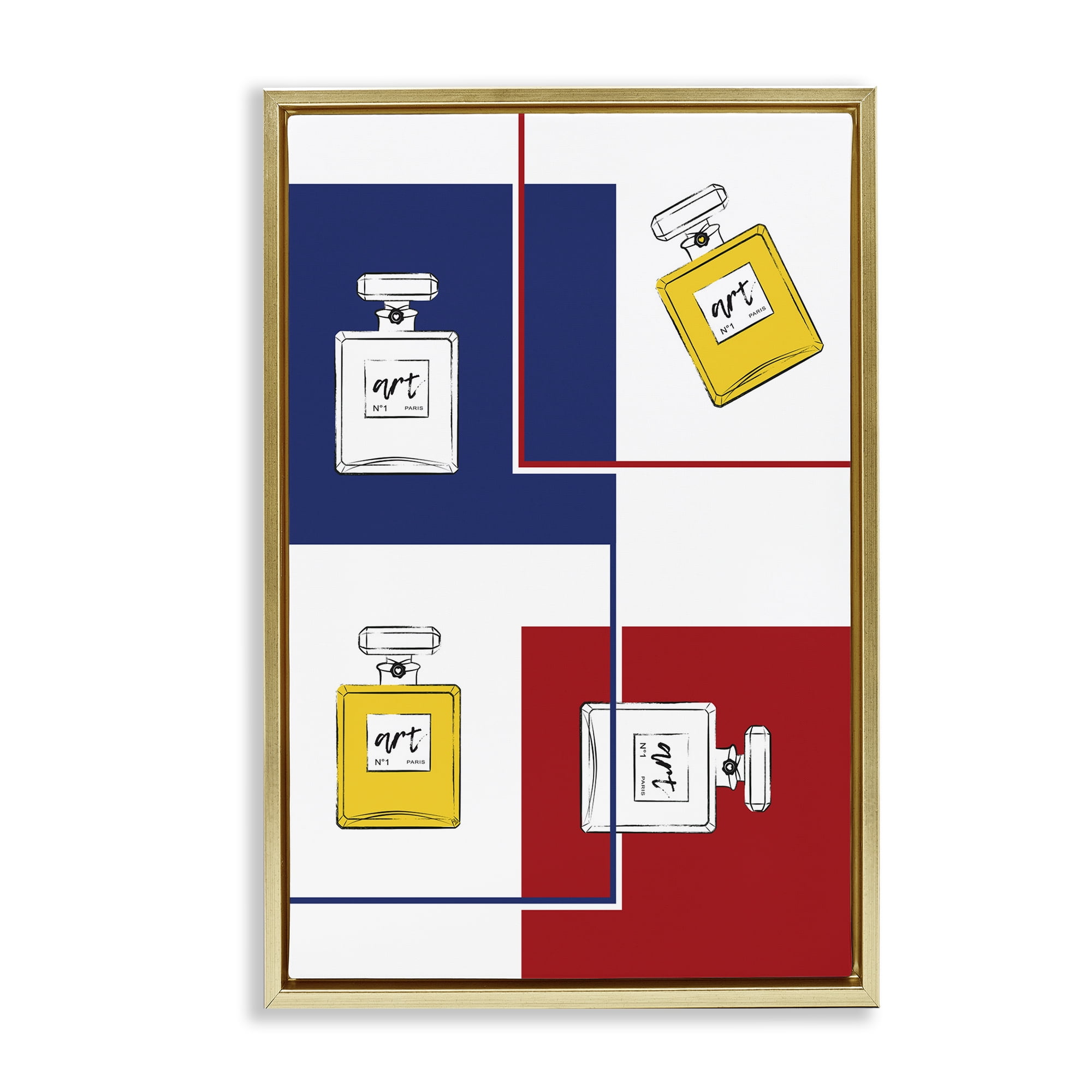 Stupell Industries Classic Design with Perfumes Beauty & Fashion Painting Gold Floater Framed Art Print Wall Art, 17 x 25