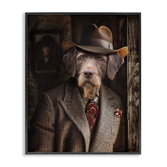 Stupell Industries Victorian Classic Dog in Suit Black Framed Giclee Art, 16 x 20, by Karen Burke