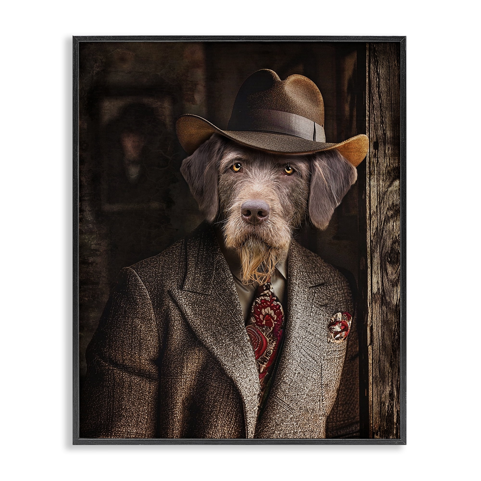 Stupell Industries Classic Dog in Suit Animals & Insects Painting Black Framed Art Print Wall Art, 24 x 30