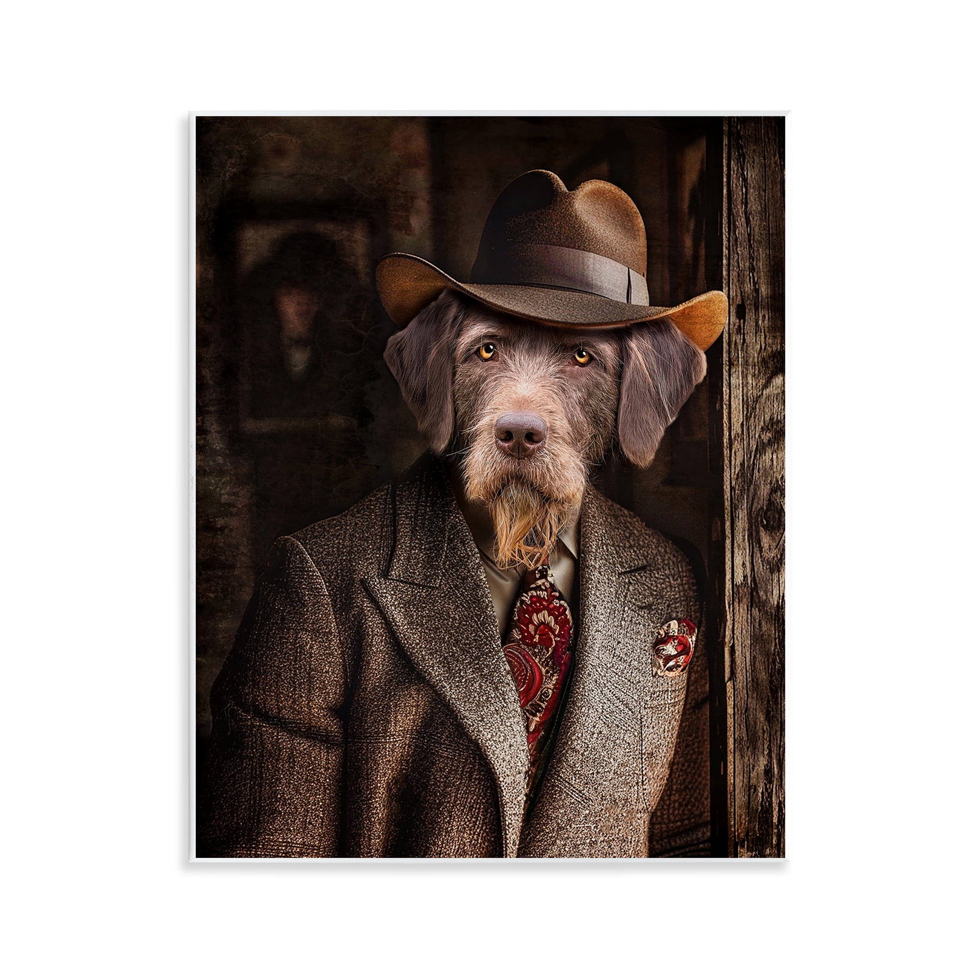 Stupell Industries Classic Dog in Suit Animals & Insects Painting Unframed Art Print Wall Art, 11 x 14