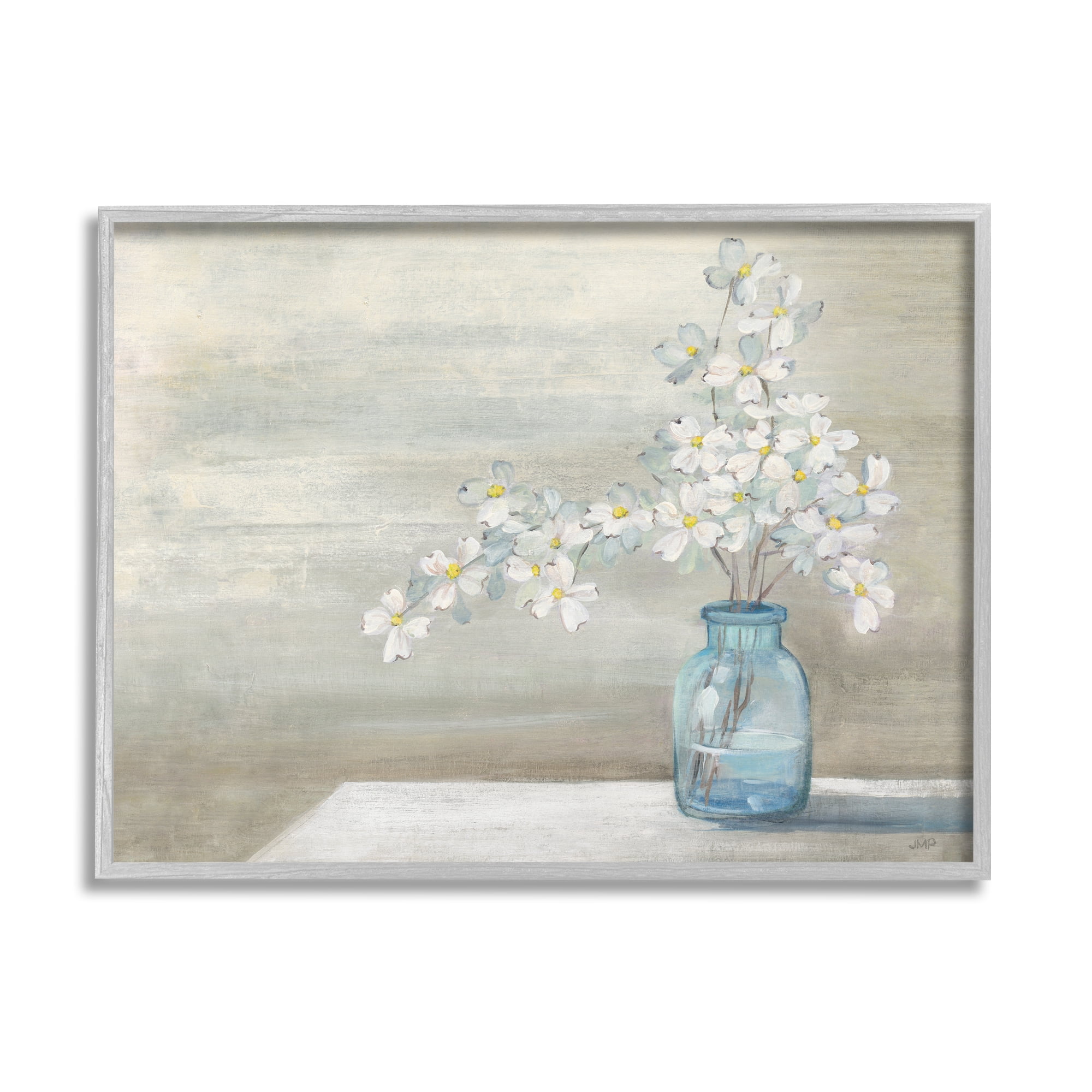 Stupell Industries Classic Dogwood White Florals Blue Jar Country Flowers, 14 x 11, Design by Julia Purinton