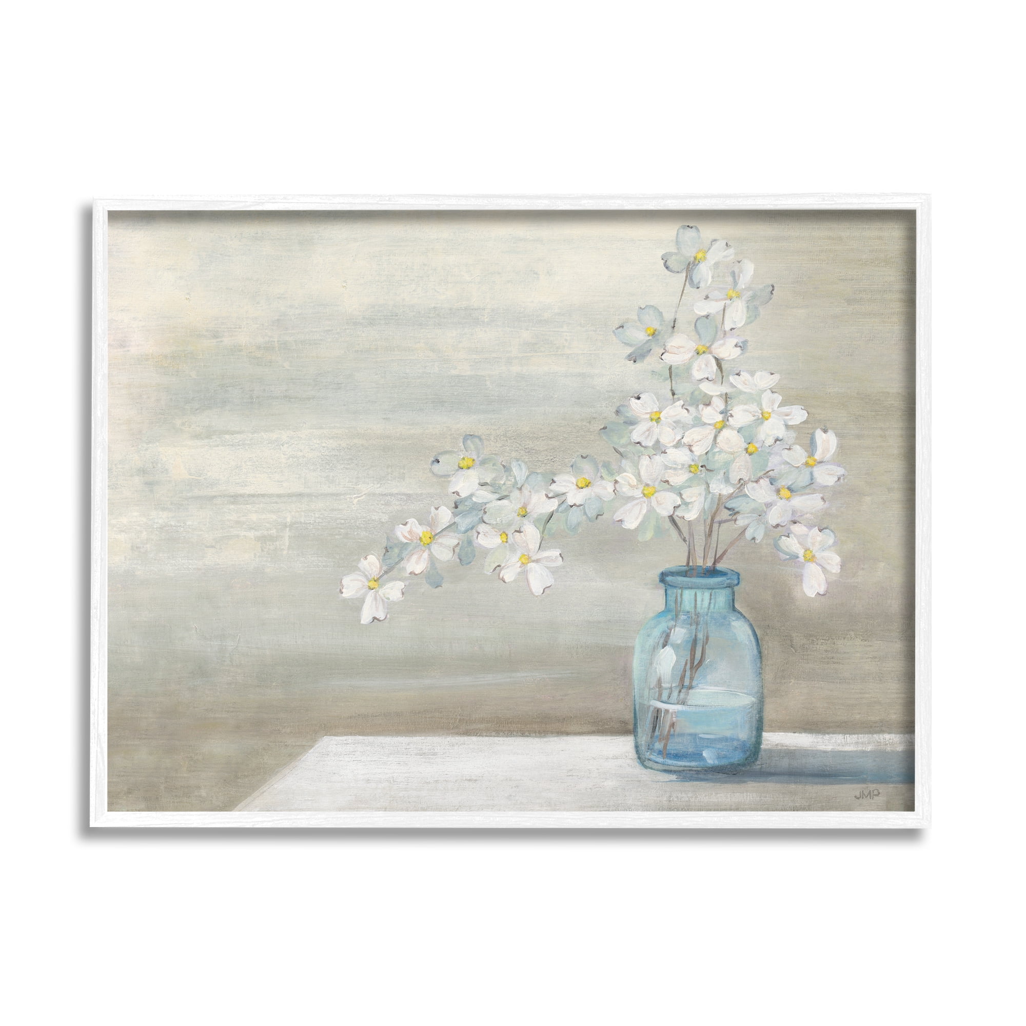 Stupell Industries Classic Dogwood White Florals Blue Jar Country Flowers, 20 x 16, Design by Julia Purinton