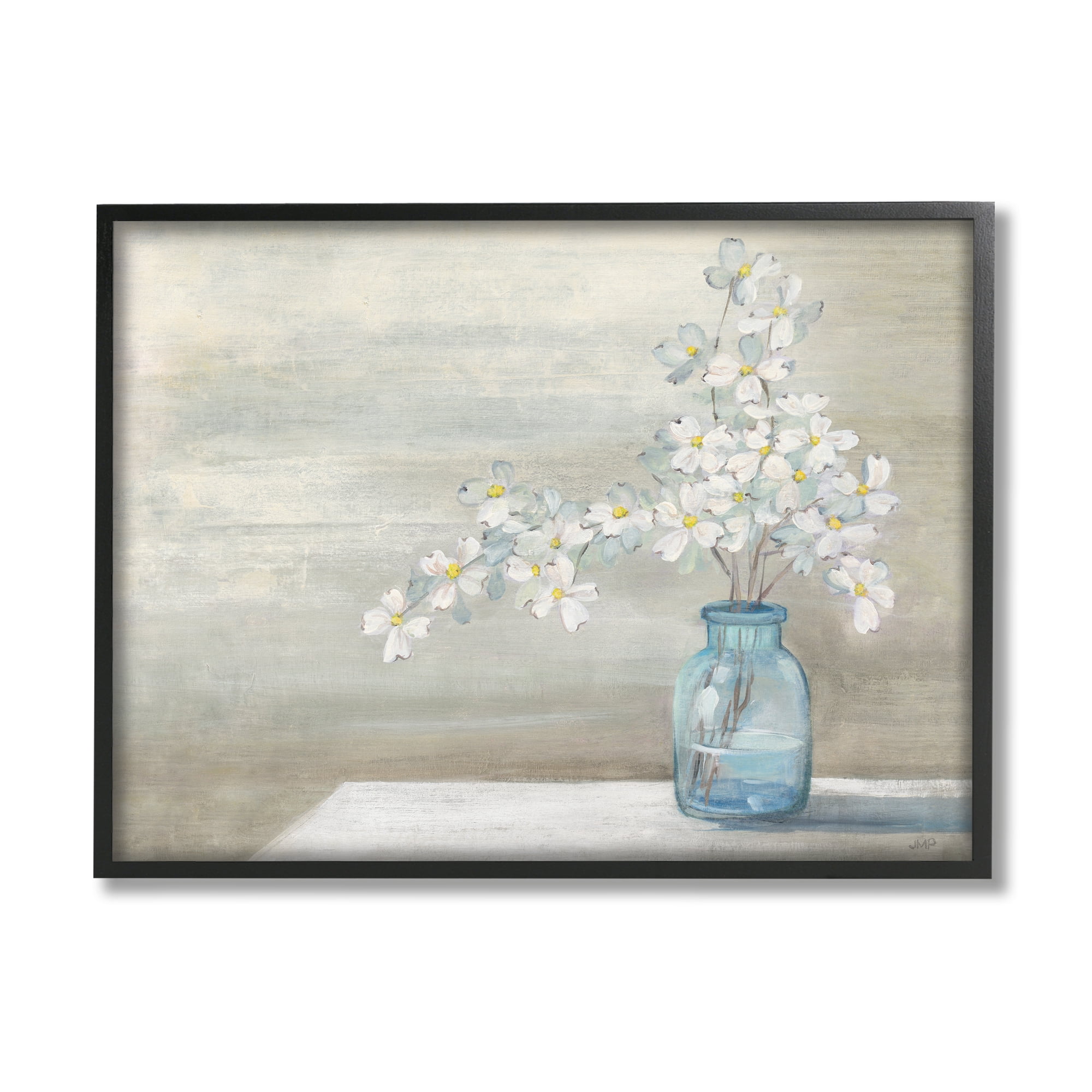 Stupell Industries Classic Dogwood White Florals Blue Jar Country Flowers, 20 x 16, Design by Julia Purinton