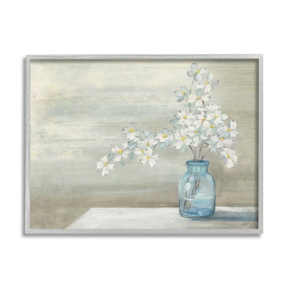 Stupell Industries Classic Dogwood White Florals Blue Jar Country Flowers, 30 x 24, Design by Julia Purinton