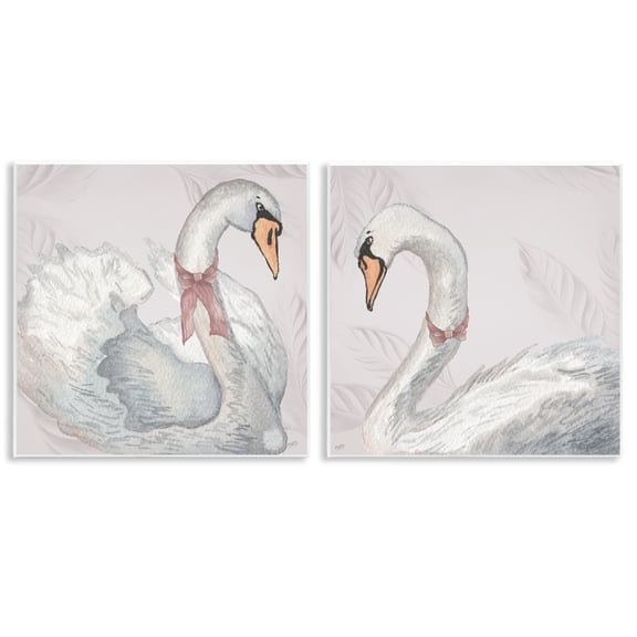 Stupell Industries Classic & Elegant Swans 2 Piece Wall Plaque Art Set, design by Elizabeth Medley