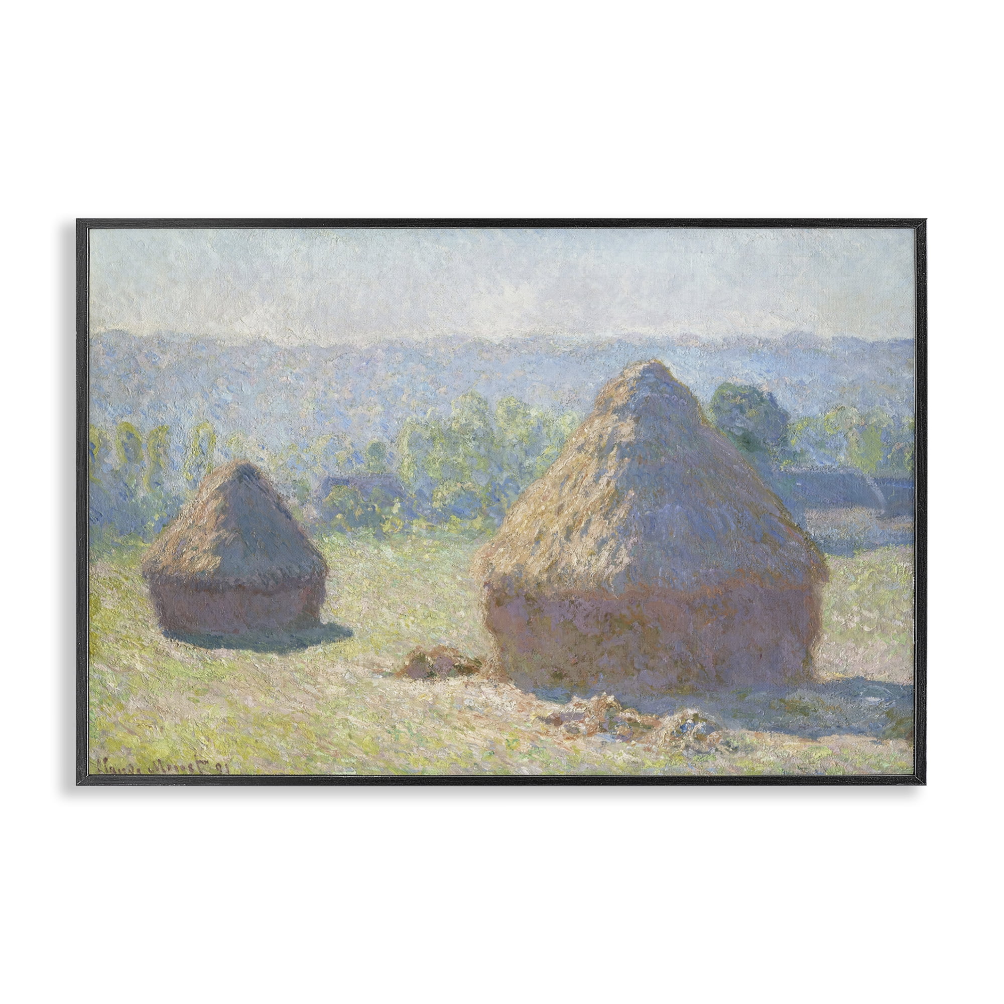 Stupell Industries Classic End Of Summer Haystacks Landscape & Nature Painting Black Framed Art Print Wall Art, 30 x 20