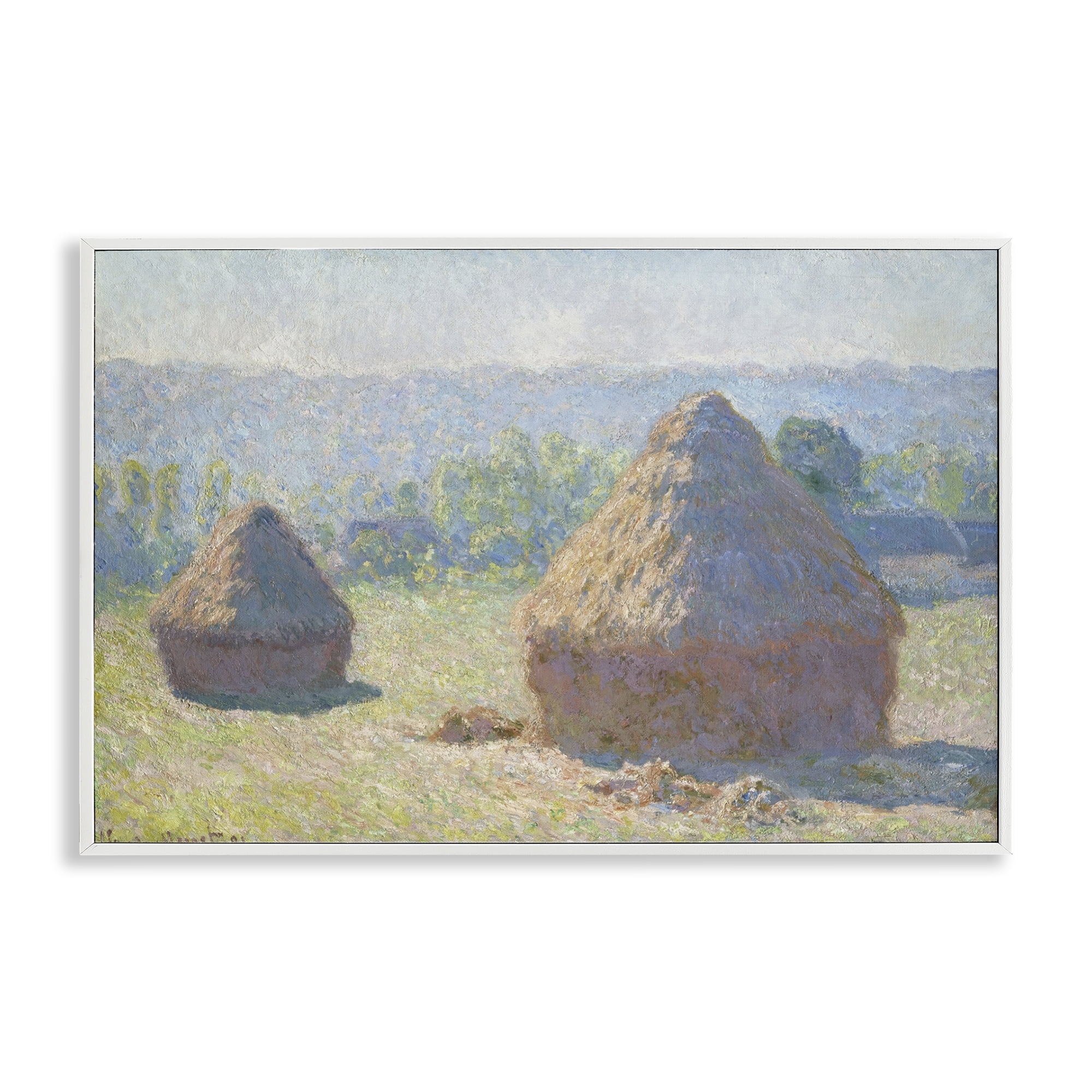 Stupell Industries Classic End Of Summer Haystacks Landscape & Nature Painting White Framed Art Print Wall Art, 30 x 20