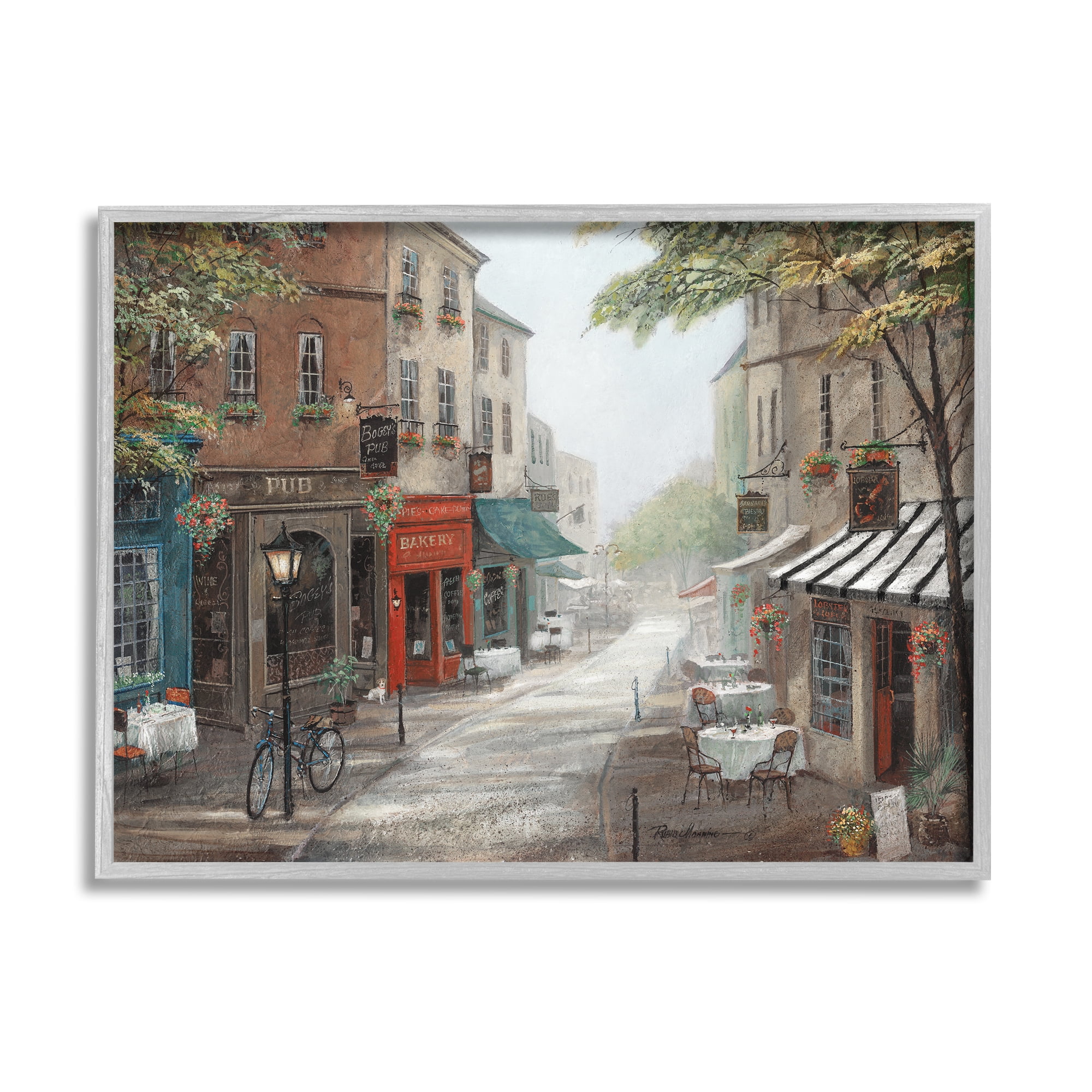 Stupell Industries Classic European Urban Street Vintage Bistro Architecture, 14 x 11, Design by Ruane Manning