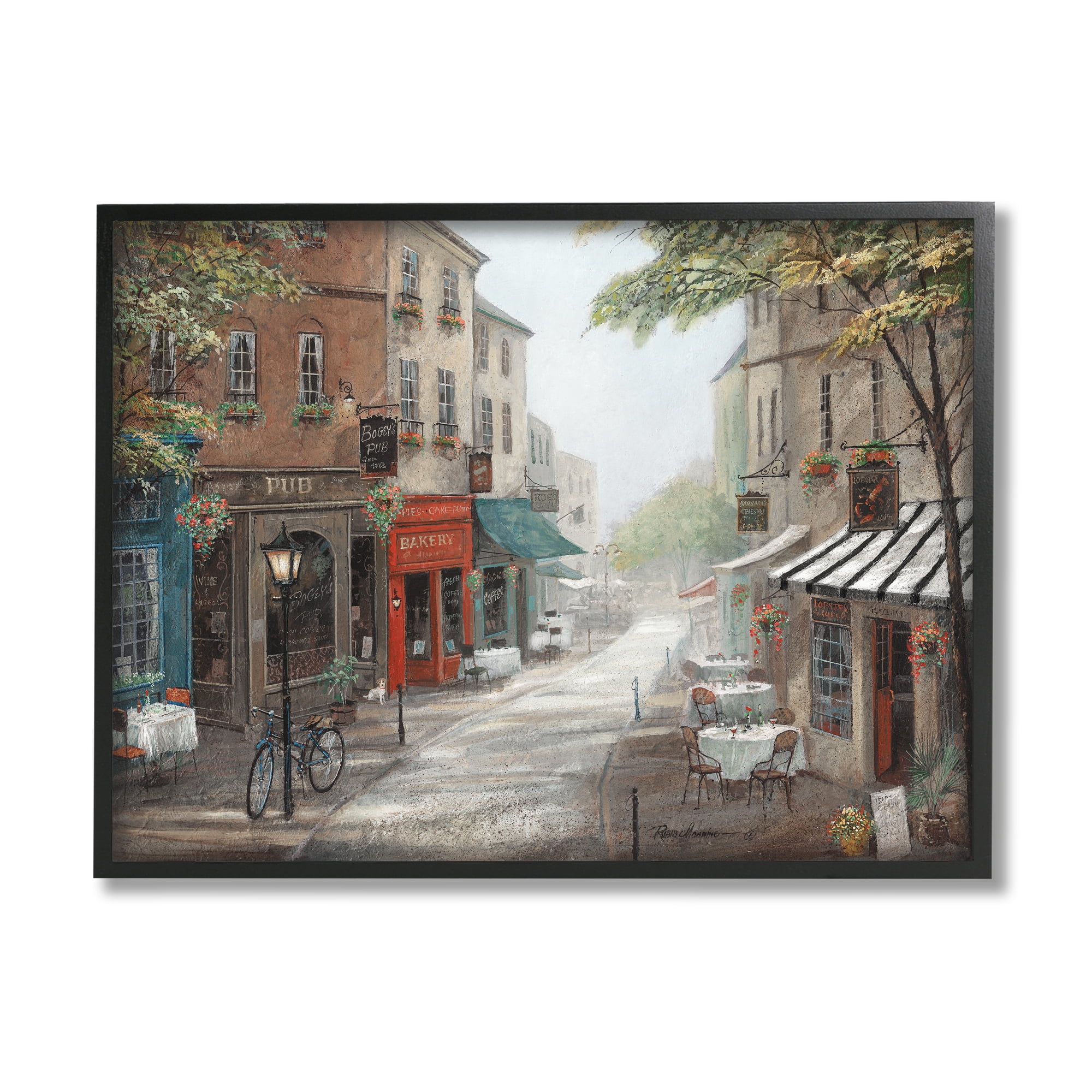 Stupell Industries Classic European Urban Street Vintage Bistro Architecture, 30 x 24, Design by Ruane Manning
