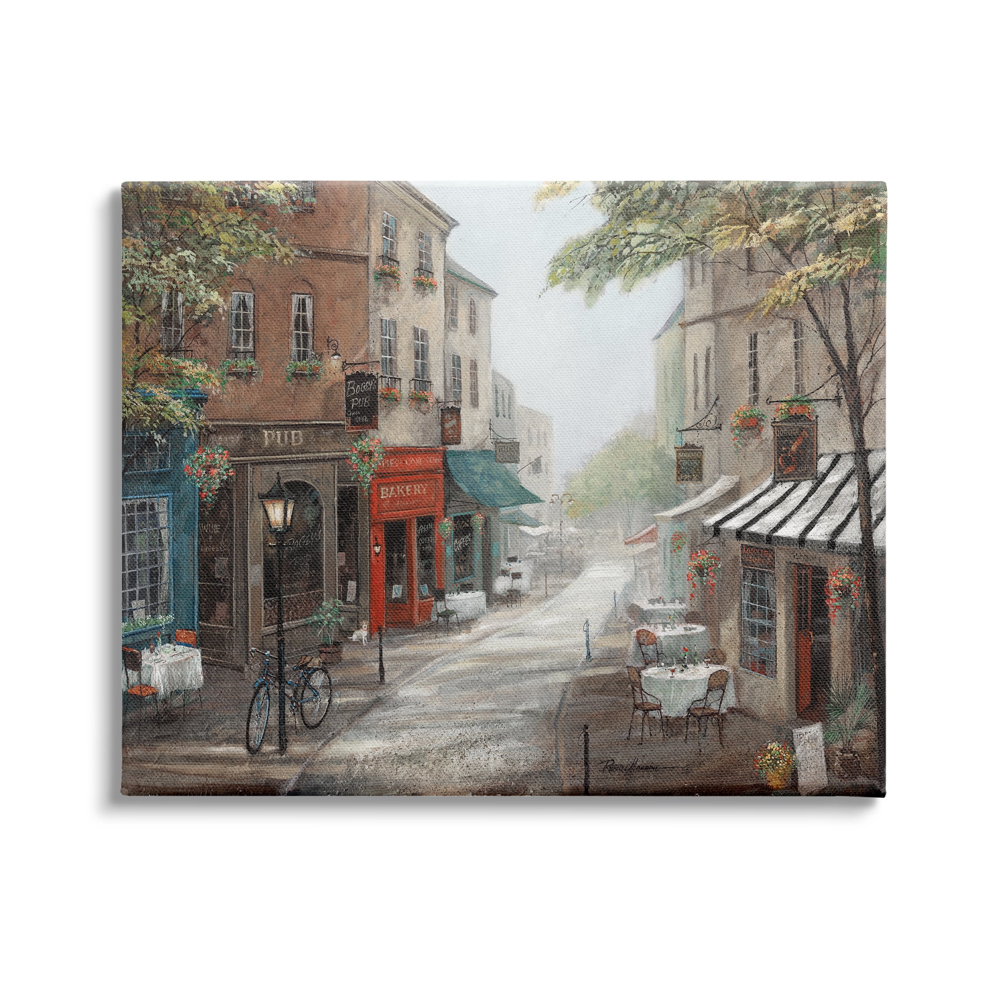 Stupell Industries Classic European Urban Street Vintage Bistro Architecture, 48 x 36, Design by Ruane Manning
