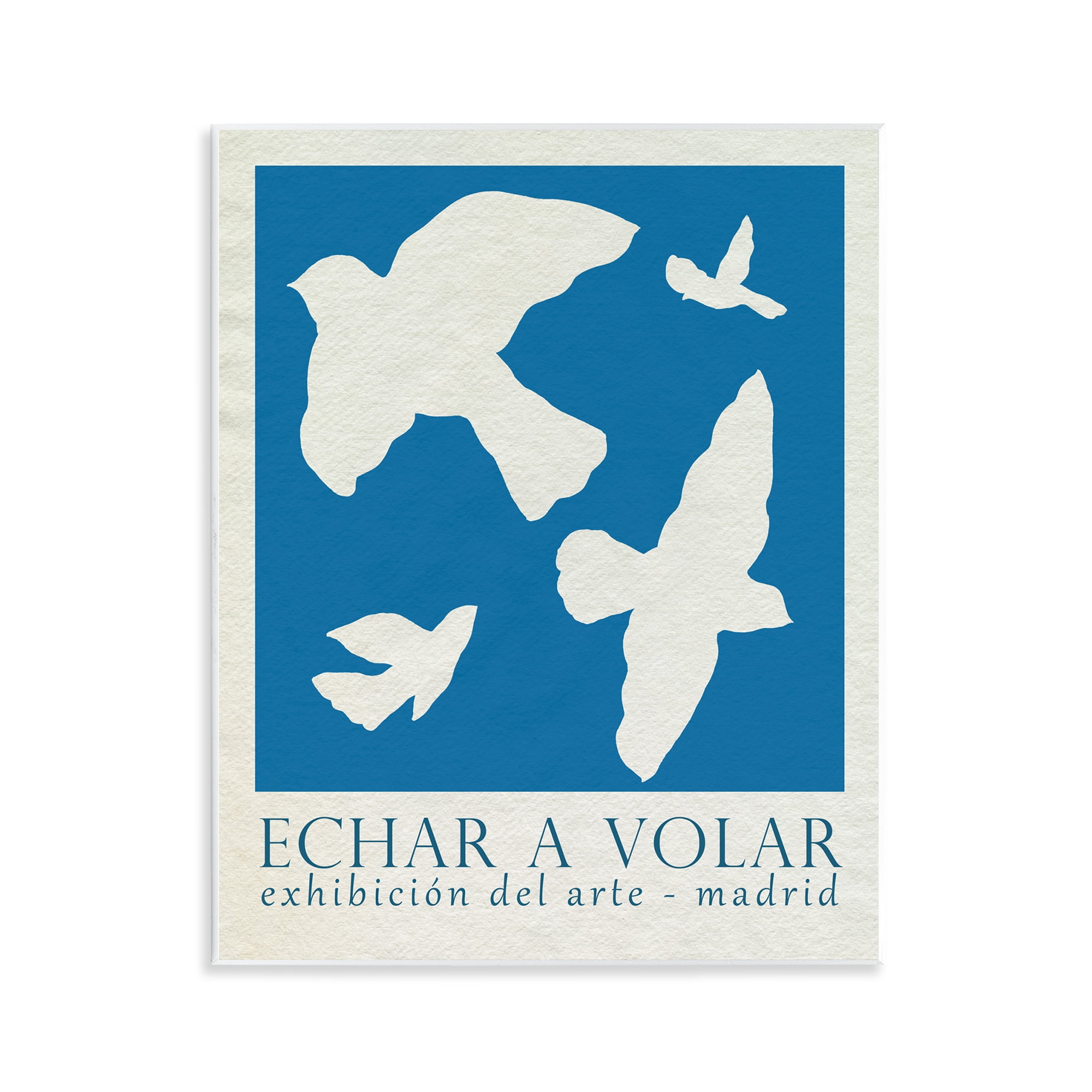 Stupell Industries Classic Exhibition Blue Birds Typography Painting Unframed Art Print Wall Art, 11 x 14