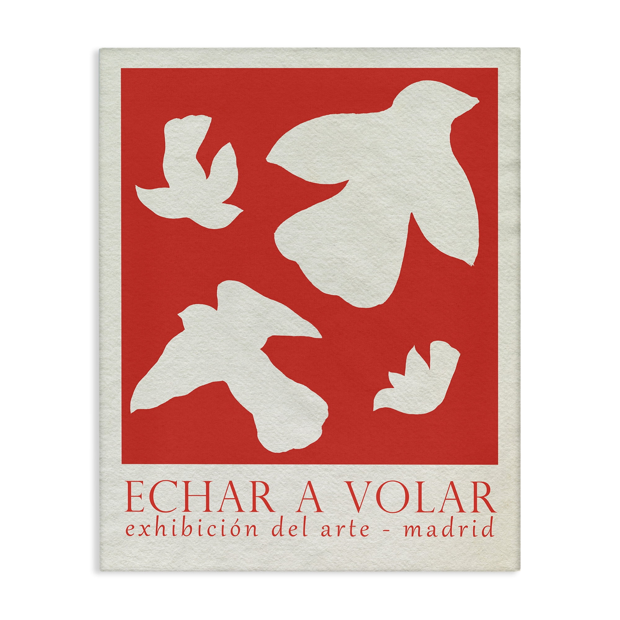 Stupell Industries Classic Exhibition Red Birds Typography Painting Gallery Wrapped Canvas Art Print Wall Art, 24 x 30
