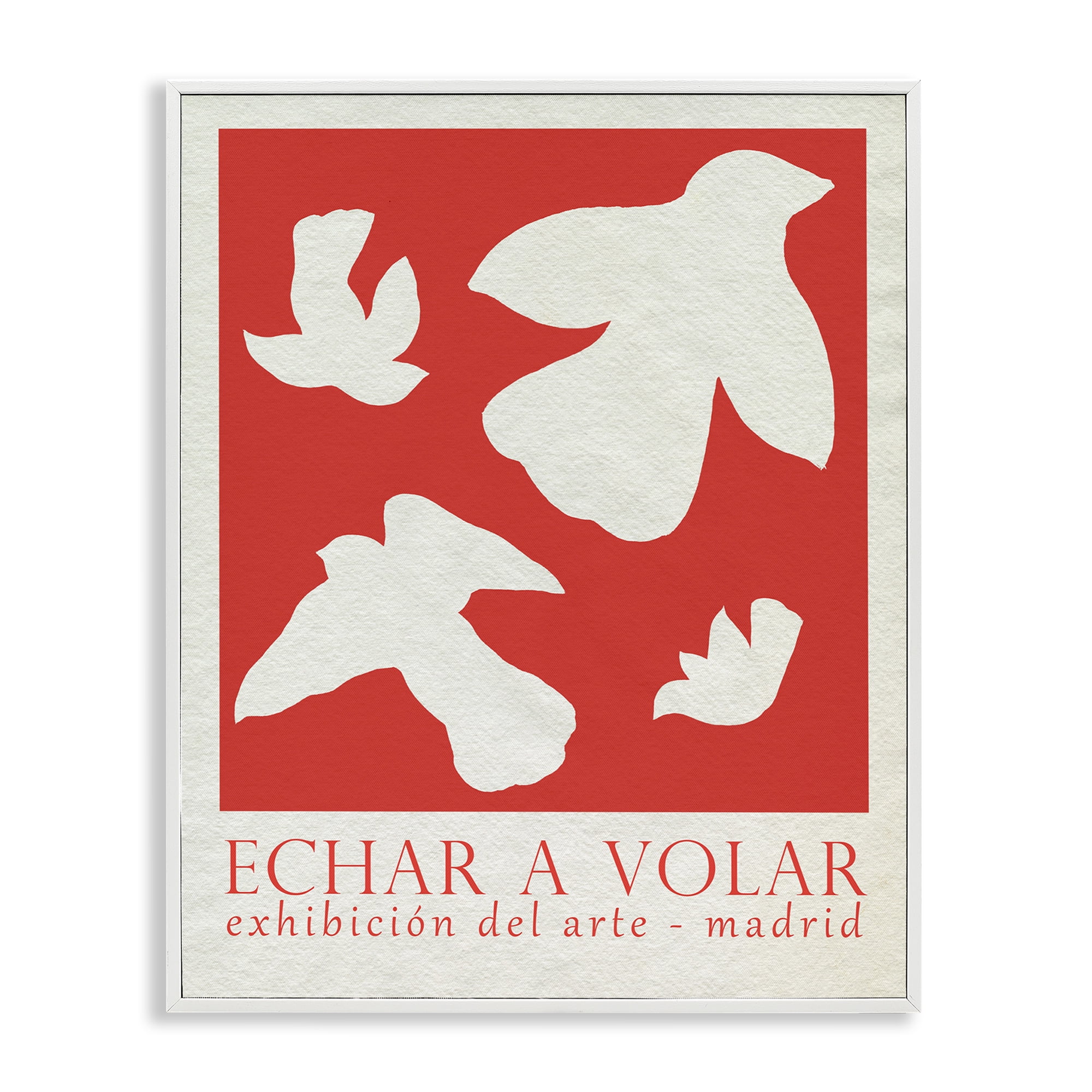 Stupell Industries Classic Exhibition Red Birds Typography Painting White Framed Art Print Wall Art, 24 x 30