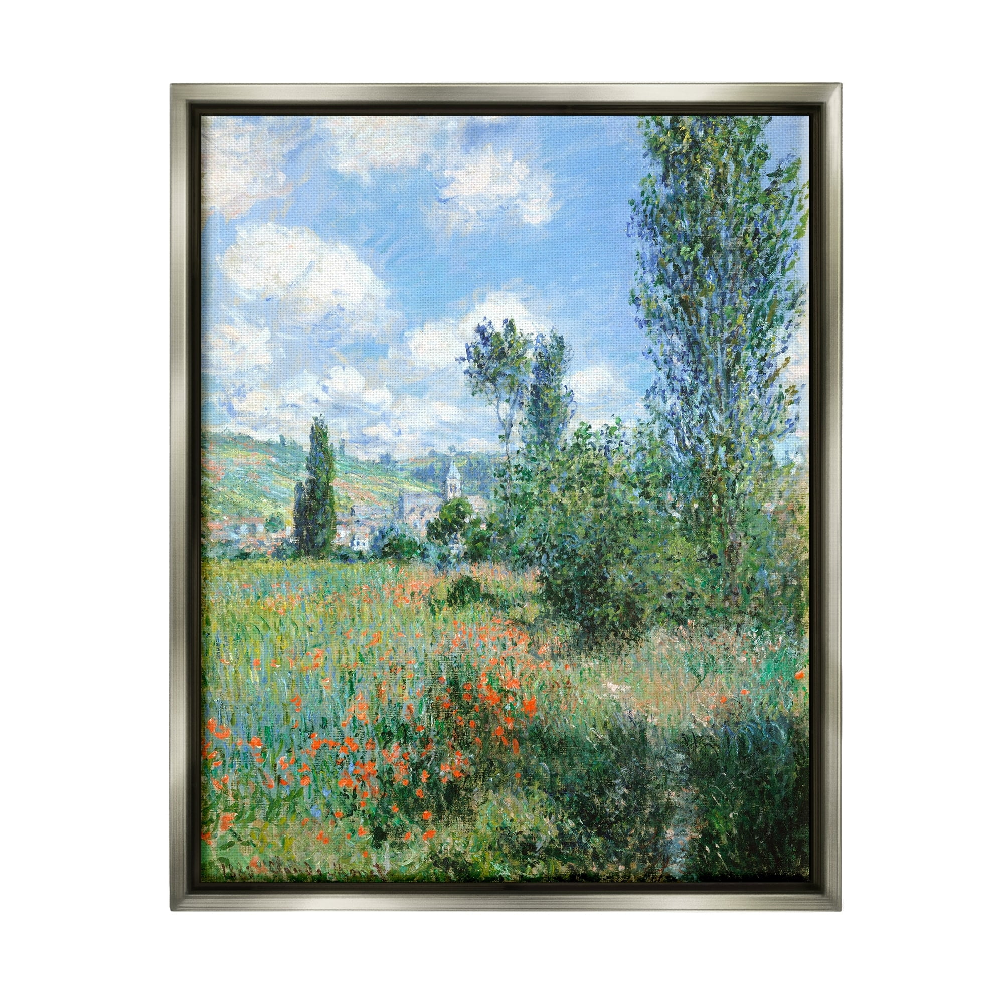 Stupell Industries Classic Field Flowers Rural Impressionist Painting Painting Luster Gray Floating Framed Canvas Print Wall Art, Design by Lettered and Lined