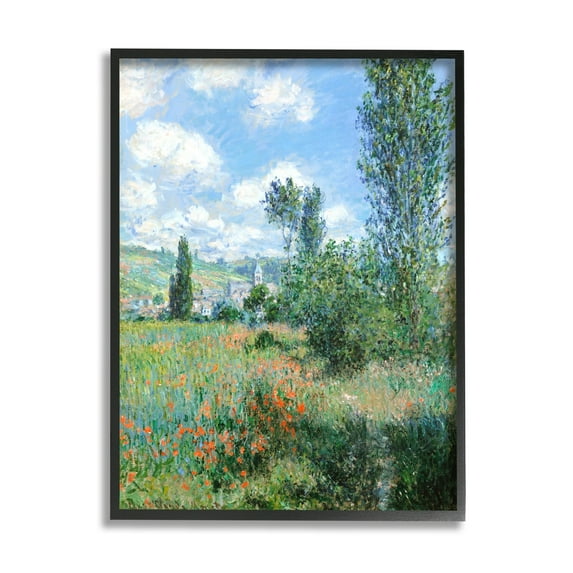 Stupell Industries Classic Field Flowers Rural Impressionist Painting Painting Black Framed Art Print Wall Art, Design by Lettered and Lined
