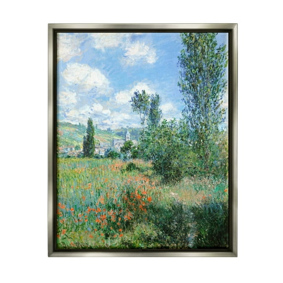 Stupell Industries Classic Field Flowers Rural Impressionist Painting Painting Luster Gray Floating Framed Canvas Print Wall Art, Design by Lettered and Lined