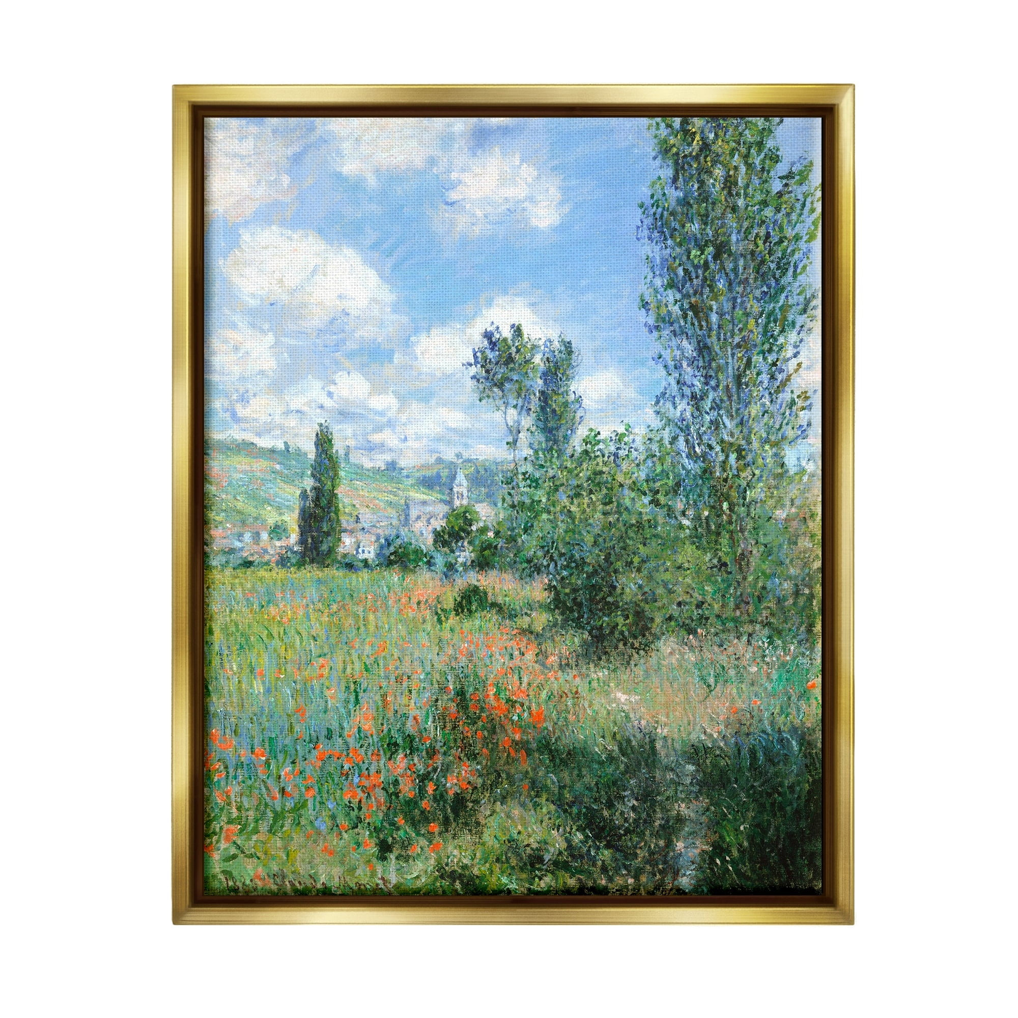 Stupell Industries Classic Field Flowers Rural Impressionist Painting Painting Metallic Gold Floating Framed Canvas Print Wall Art, Design by Lettered and Lined