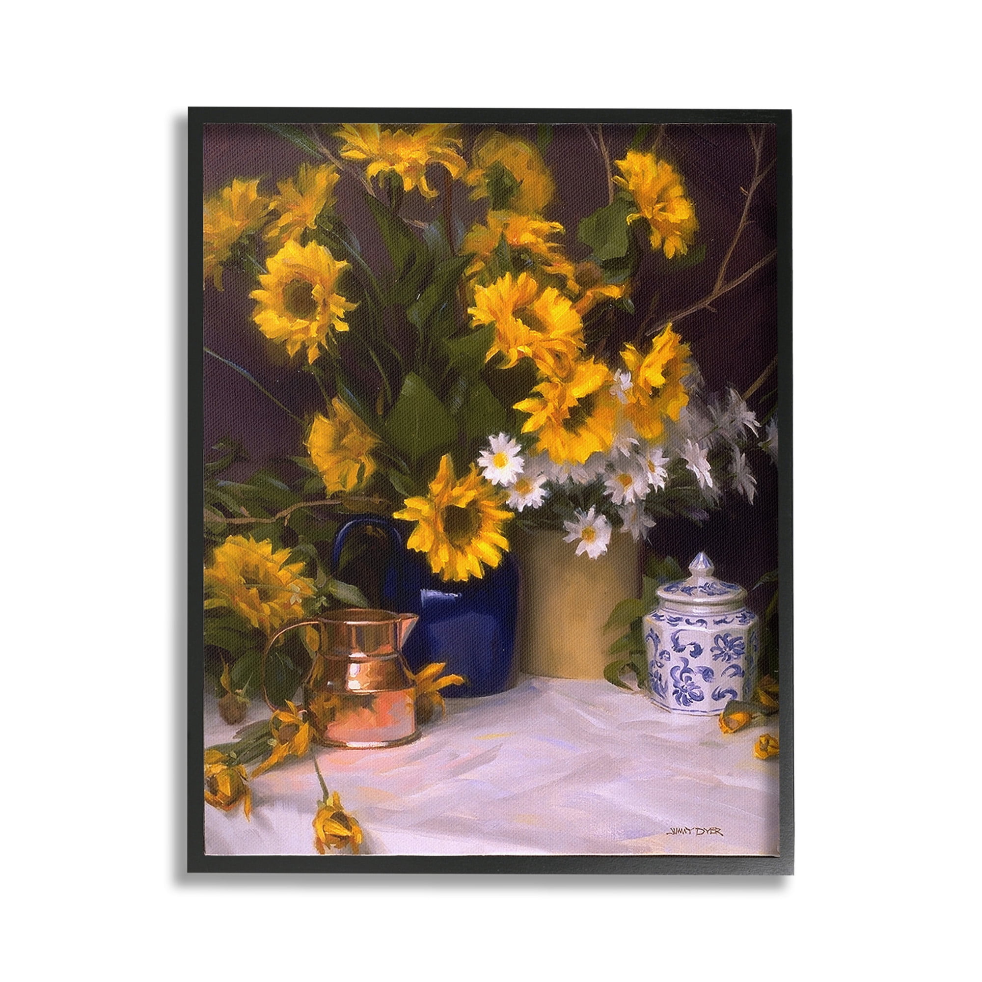 Stupell Industries Classic Floral Still Life Botanical & Floral Painting Black Framed Art Print Wall Art, 24 x 30