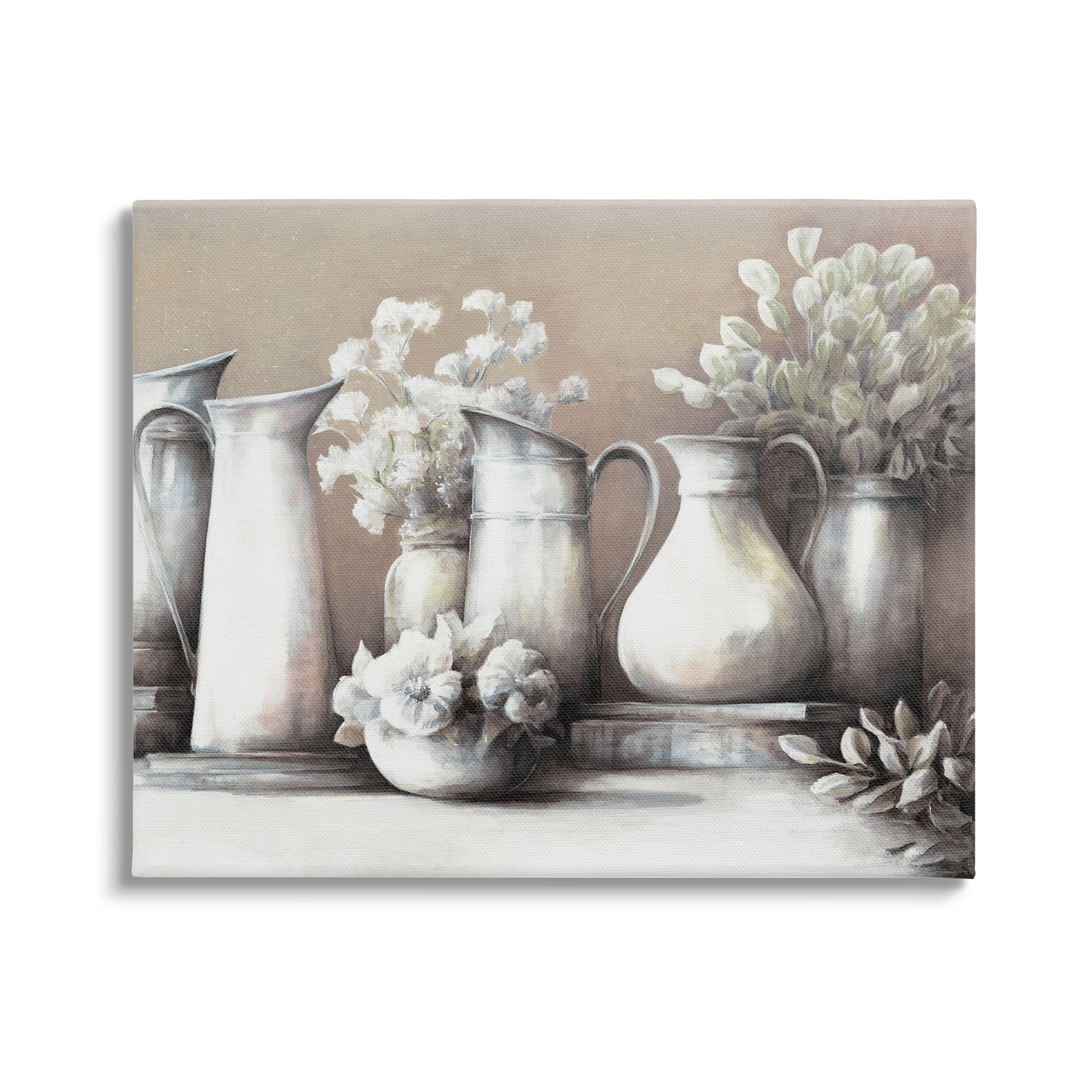 Stupell Industries Classic Flower Arrangement Country Water Jug Painting Painting Gallery Wrapped Canvas Print Wall Art, Design by White Ladder