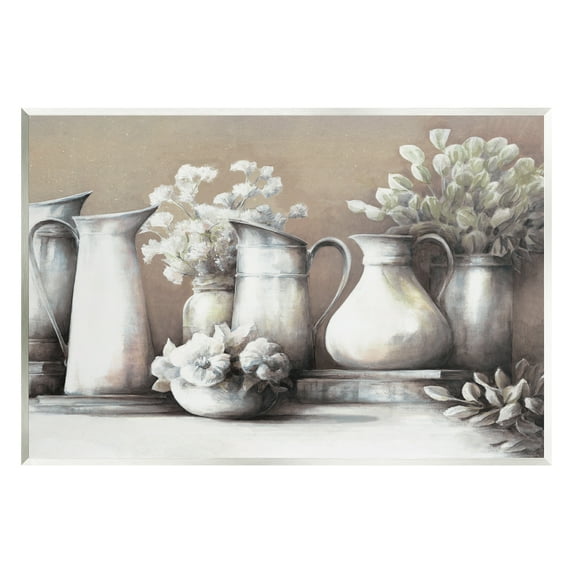 Stupell Industries Classic Flower Arrangement Country Water Jug Painting Painting Unframed Art Print Wall Art, Design by White Ladder