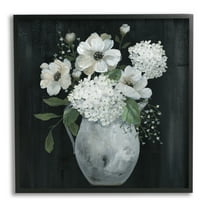 Stupell Industries Classic Flower Arrangement White Varied Hanging Petals Painting Black Framed Art Print Wall Art, Design by Nan