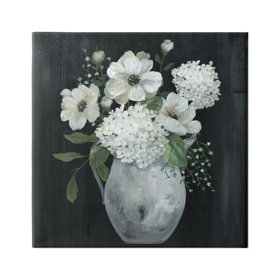 Stupell Industries Classic Flower Arrangement White Varied Hanging Petals Painting Gallery Wrapped Canvas Print Wall Art, Design by Nan