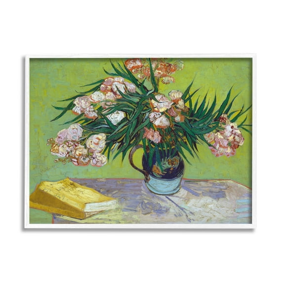 Stupell Industries Classic Flowers & Books Botanical & Floral Painting White Framed Art Print Wall Art, 14 x 11