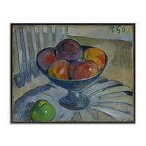 Stupell Industries Classic Fruit Dish on Garden Chair Food & Beverage Painting Black Framed Art Print Wall Art, 14 x 11