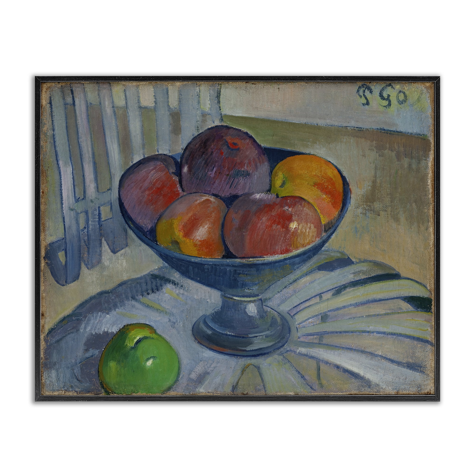 Stupell Industries Classic Fruit Dish on Garden Chair Food & Beverage Painting Black Framed Art Print Wall Art, 30 x 24