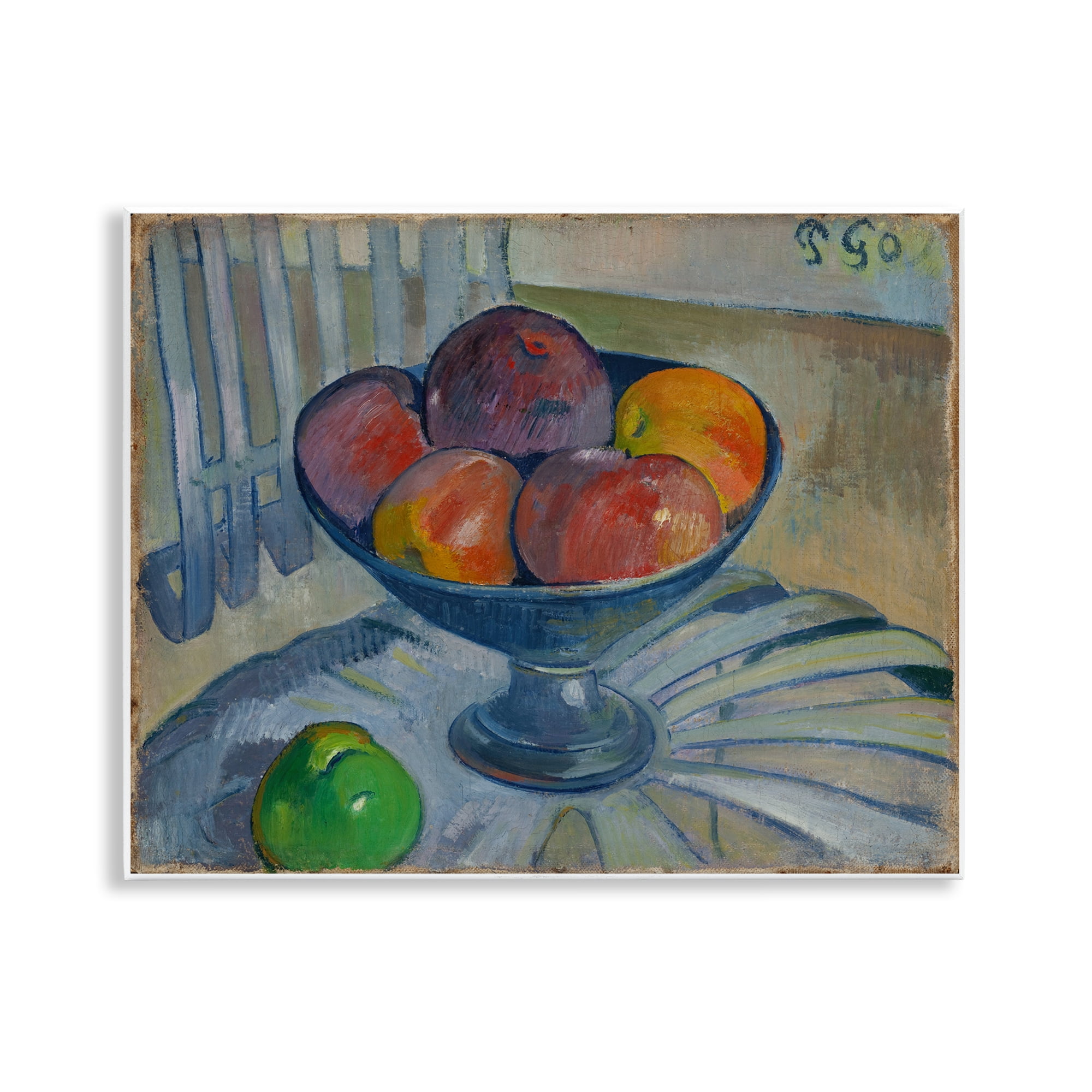 Stupell Industries Classic Fruit Dish on Garden Chair Food & Beverage Painting Unframed Art Print Wall Art, 14 x 11