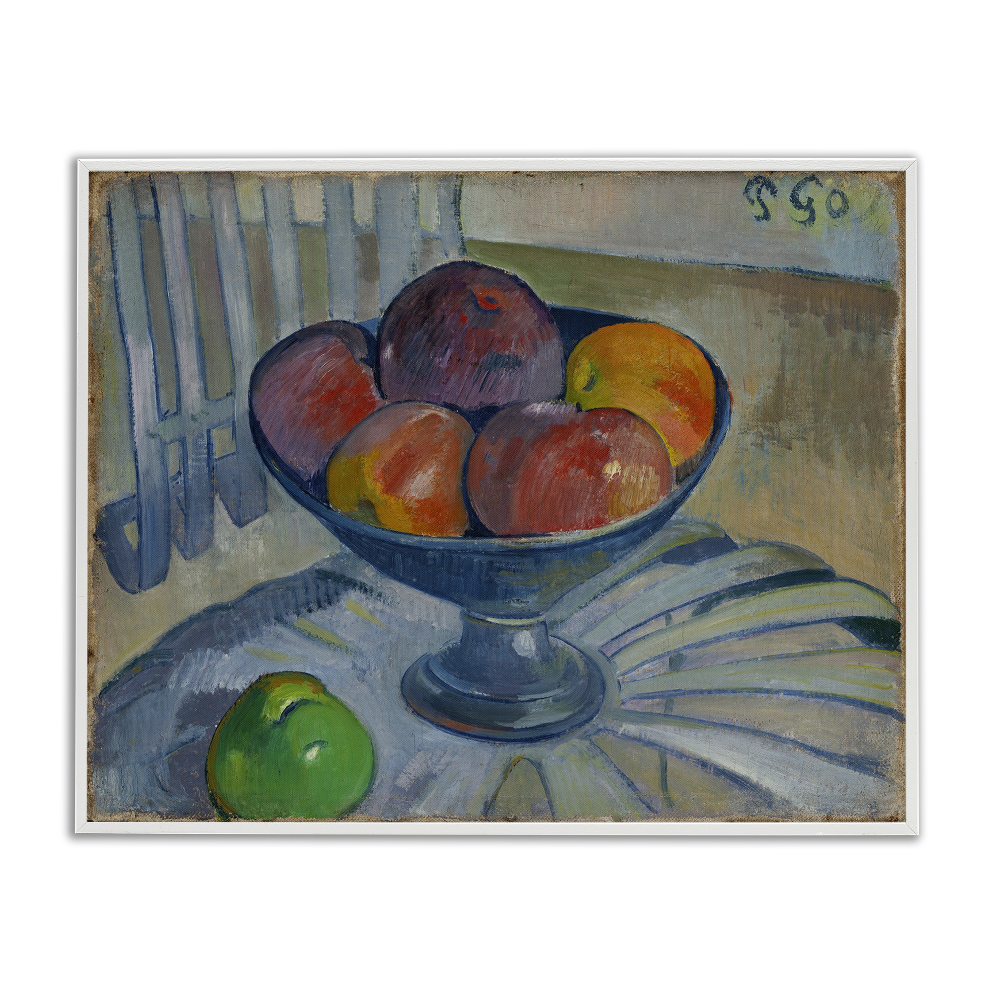 Stupell Industries Classic Fruit Dish on Garden Chair Food & Beverage Painting White Framed Art Print Wall Art, 30 x 24