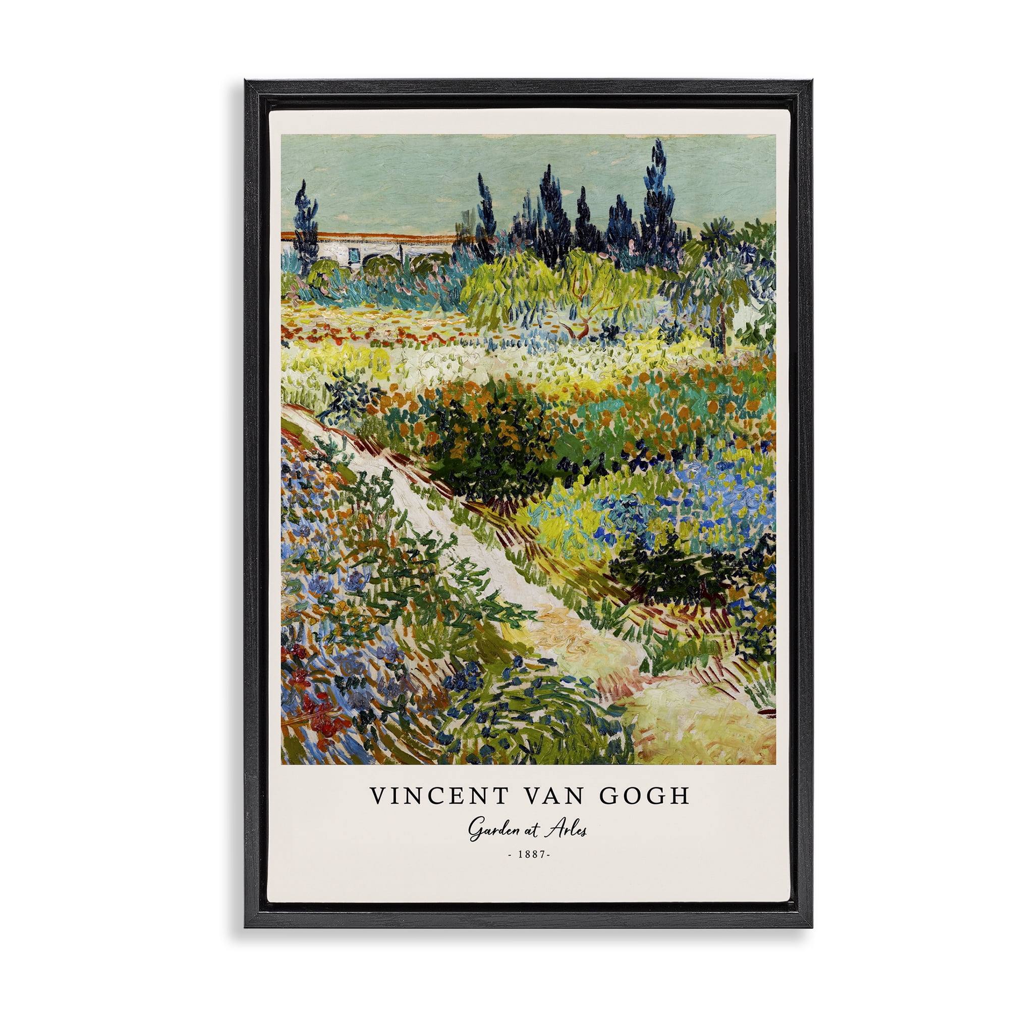 Stupell Industries Classic Garden At Arles Black Framed Floater Canvas Wall Art, design by Vintage Hustle